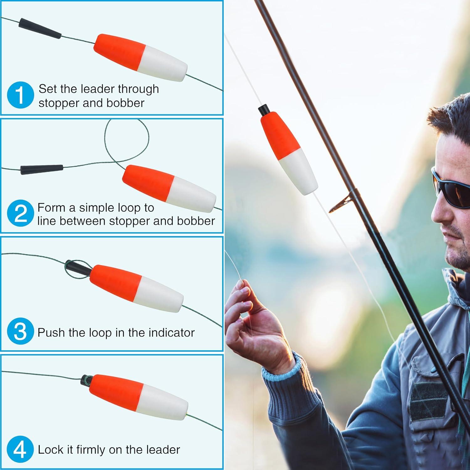 imageOROOTL Fishing Bobbers Floats for Catfish Peg Floats for Catfishing Cigar Foam Slip Fishing Bobbers for Santee Rig Catfish Freshwater Saltwater 2in 25in 3inRed White30pcs