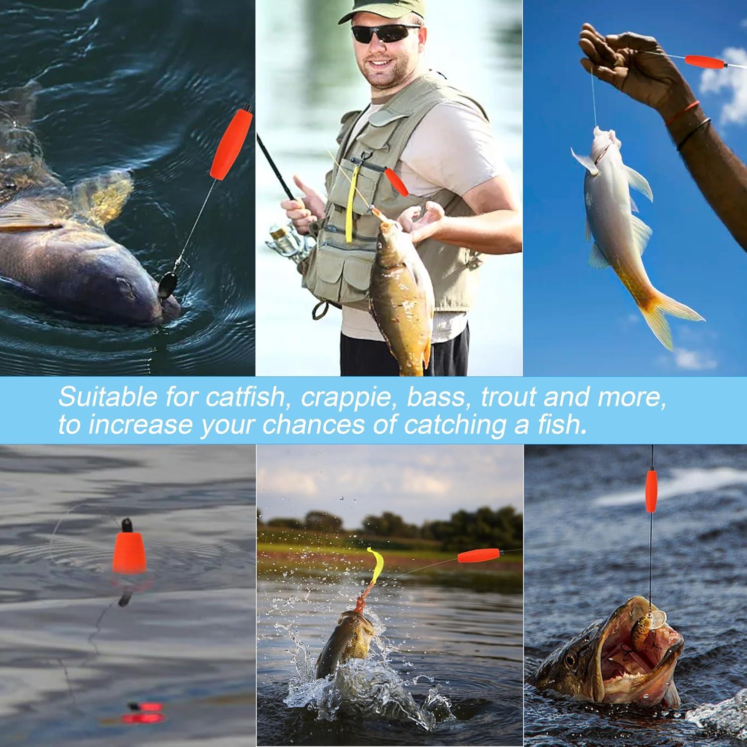 imageOROOTL Fishing Bobbers Floats for Catfish Peg Floats for Catfishing Cigar Foam Slip Fishing Bobbers for Santee Rig Catfish Freshwater Saltwater 2in 25in 3inRed30pcs