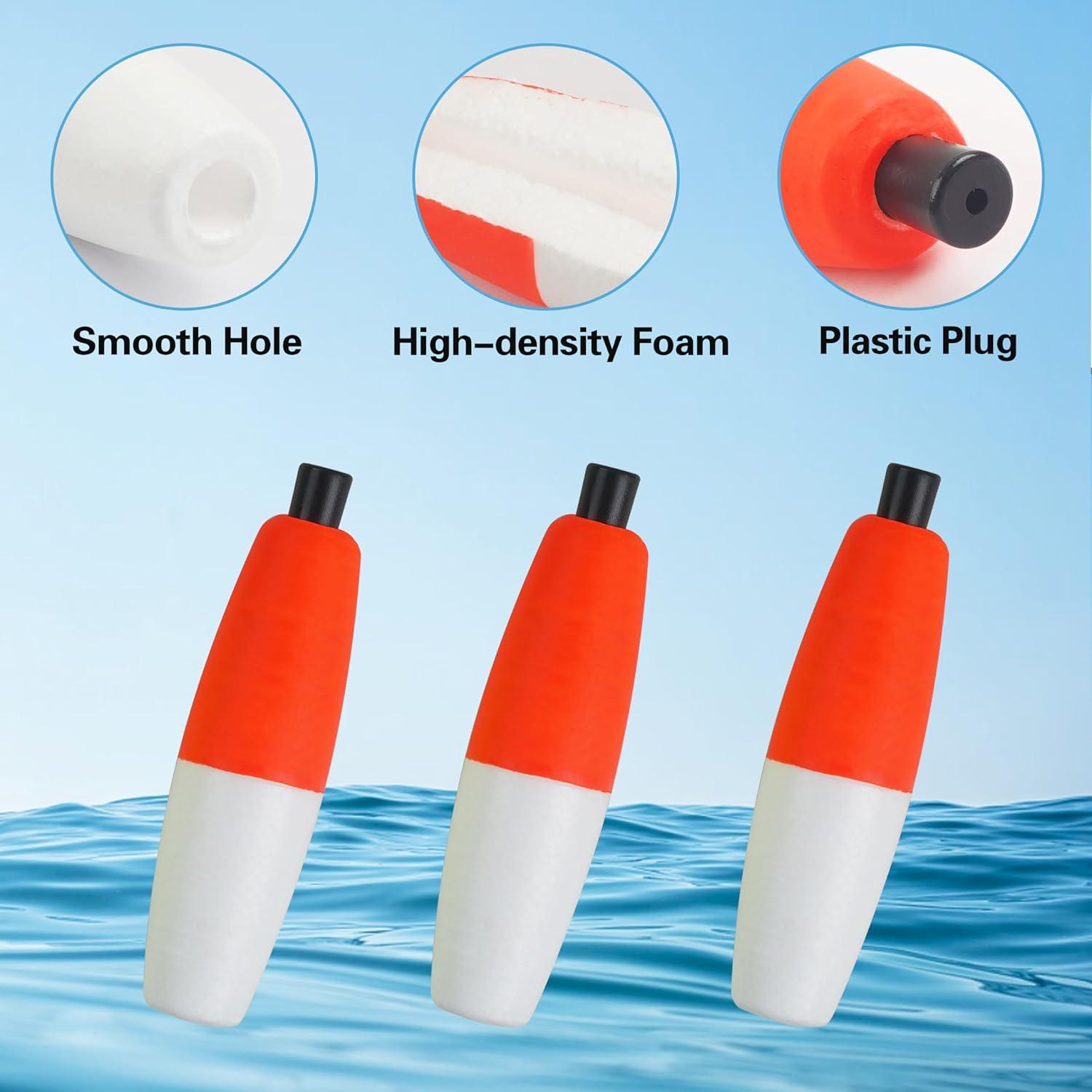 imageOROOTL Fishing Bobbers Floats for Catfish Peg Floats for Catfishing Cigar Foam Slip Fishing Bobbers for Santee Rig Catfish Freshwater Saltwater 2in 25in 3inRed White30pcs