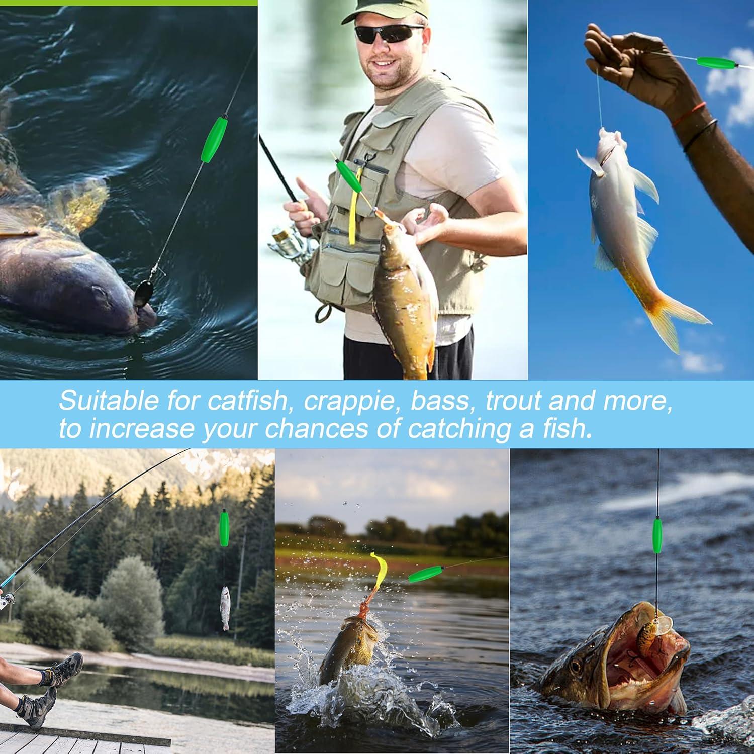 imageOROOTL Fishing Bobbers Floats for Catfish Peg Floats for Catfishing Cigar Foam Slip Fishing Bobbers for Santee Rig Catfish Freshwater Saltwater 2in 25in 3inGreen30pcs