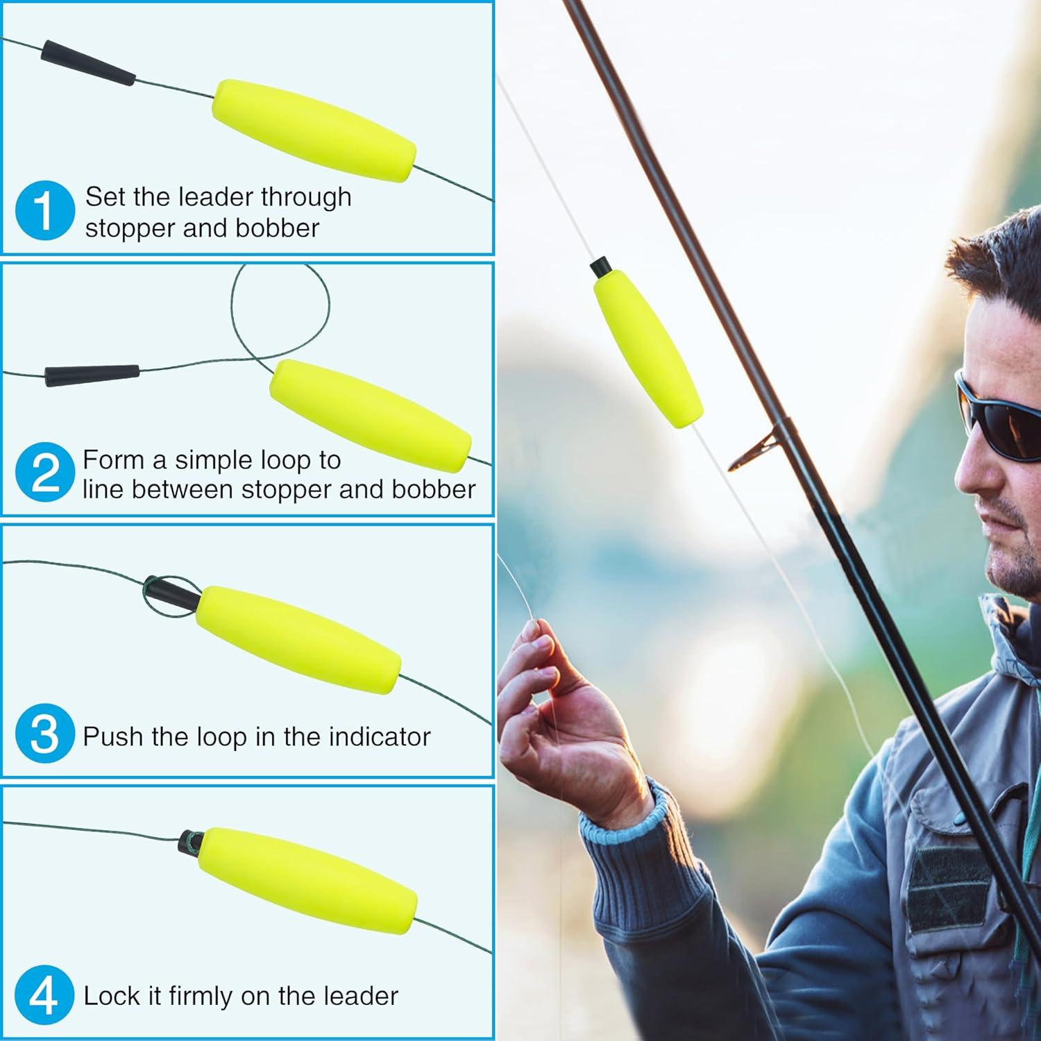 imageOROOTL Fishing Bobbers Floats for Catfish Peg Floats for Catfishing Cigar Foam Slip Fishing Bobbers for Santee Rig Catfish Freshwater Saltwater 2in 25in 3inYellow30pcs