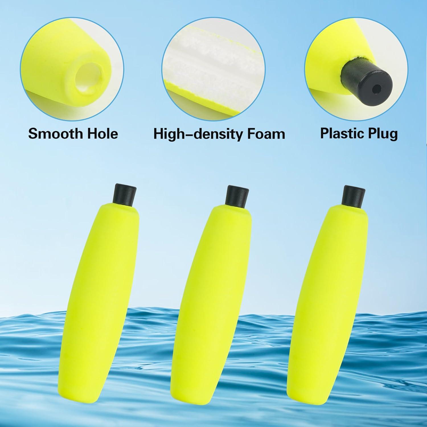 imageOROOTL Fishing Bobbers Floats for Catfish Peg Floats for Catfishing Cigar Foam Slip Fishing Bobbers for Santee Rig Catfish Freshwater Saltwater 2in 25in 3inYellow30pcs