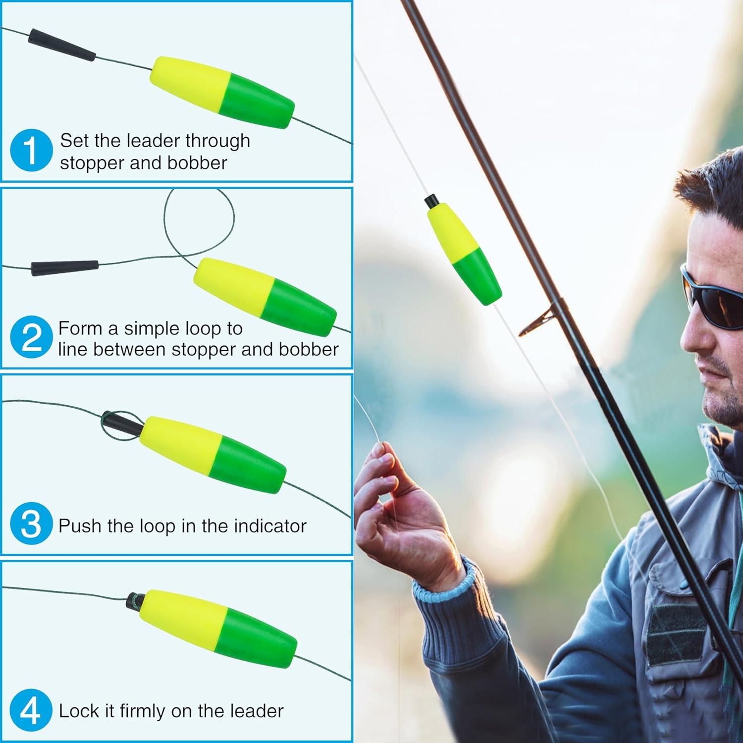 imageOROOTL Fishing Bobbers Floats for Catfish Peg Floats for Catfishing Cigar Foam Slip Fishing Bobbers for Santee Rig Catfish Freshwater Saltwater 2in 25in 3inGreen Yellow30pcs