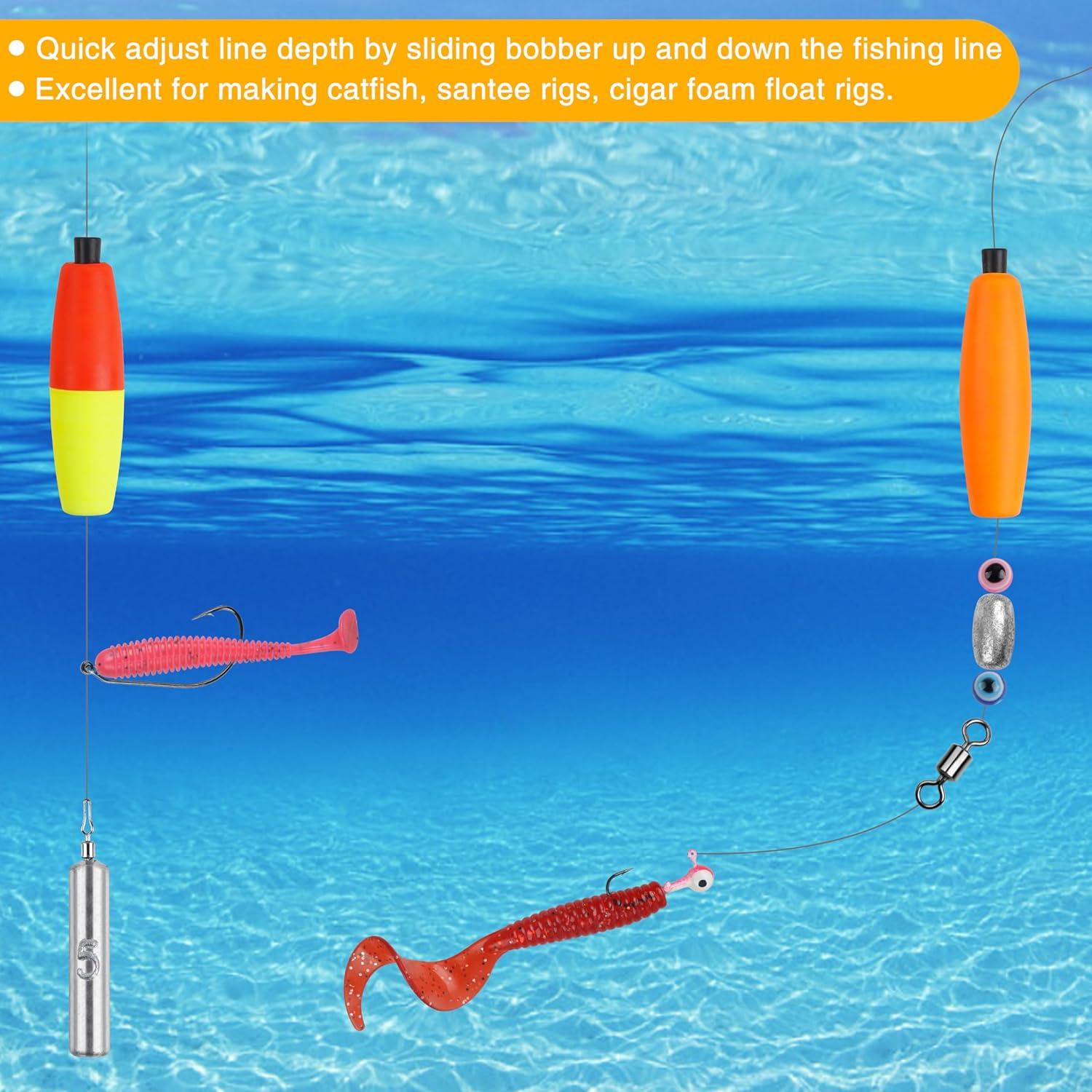 imageOROOTL Fishing Bobbers Floats for Catfish Peg Floats for Catfishing Cigar Foam Slip Fishing Bobbers for Santee Rig Catfish Freshwater Saltwater 2in 25in 3inMix 4 Colors40pcs