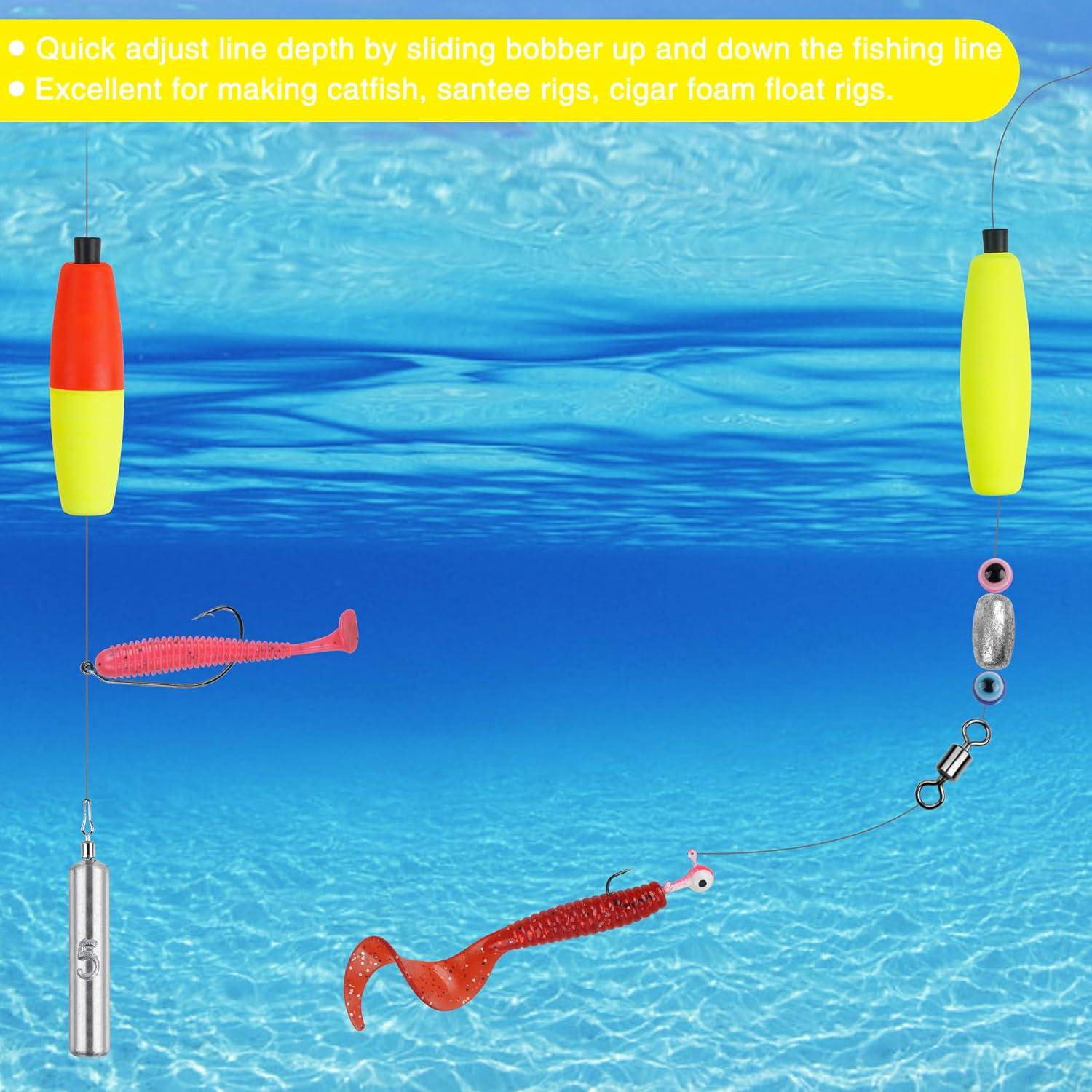 imageOROOTL Fishing Bobbers Floats for Catfish Peg Floats for Catfishing Cigar Foam Slip Fishing Bobbers for Santee Rig Catfish Freshwater Saltwater 2in 25in 3inYellow30pcs