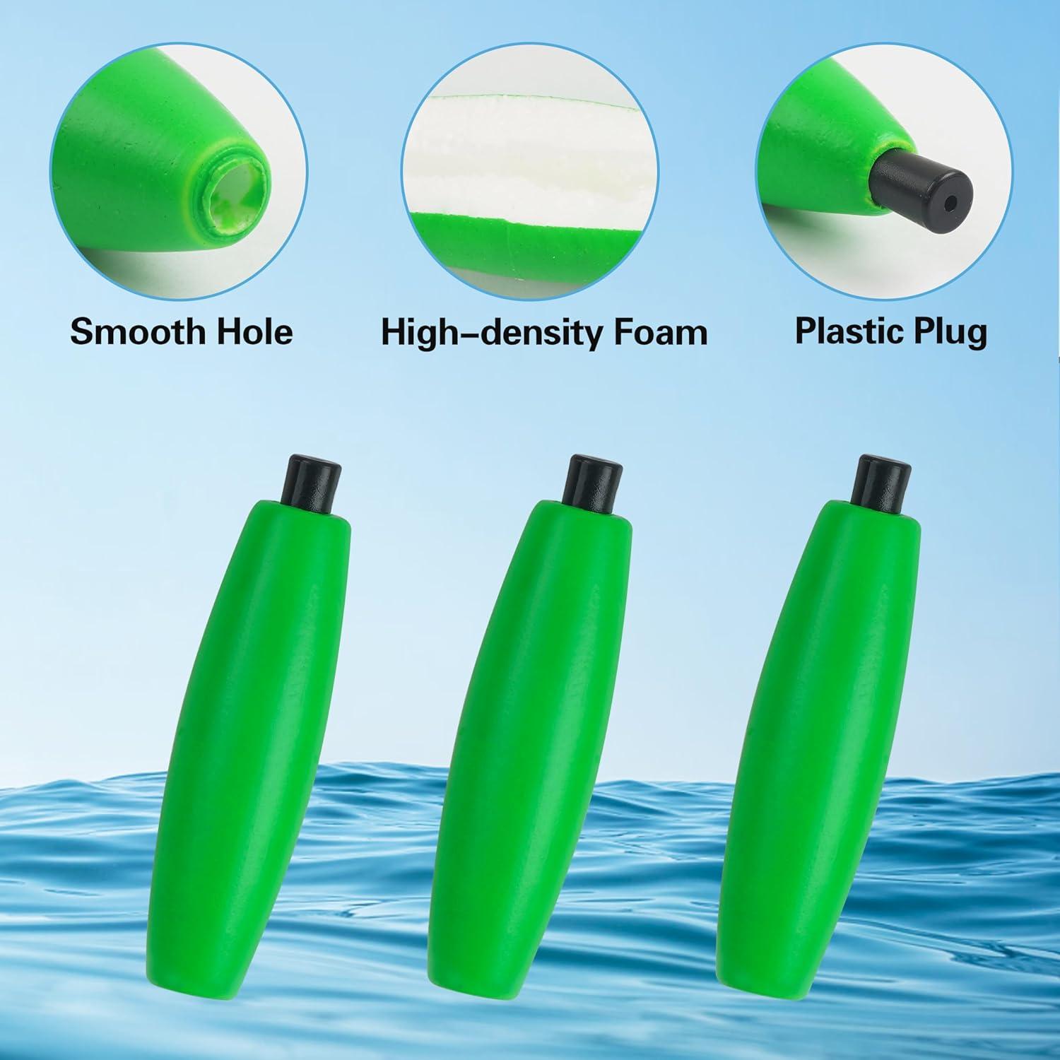 imageOROOTL Fishing Bobbers Floats for Catfish Peg Floats for Catfishing Cigar Foam Slip Fishing Bobbers for Santee Rig Catfish Freshwater Saltwater 2in 25in 3inGreen30pcs