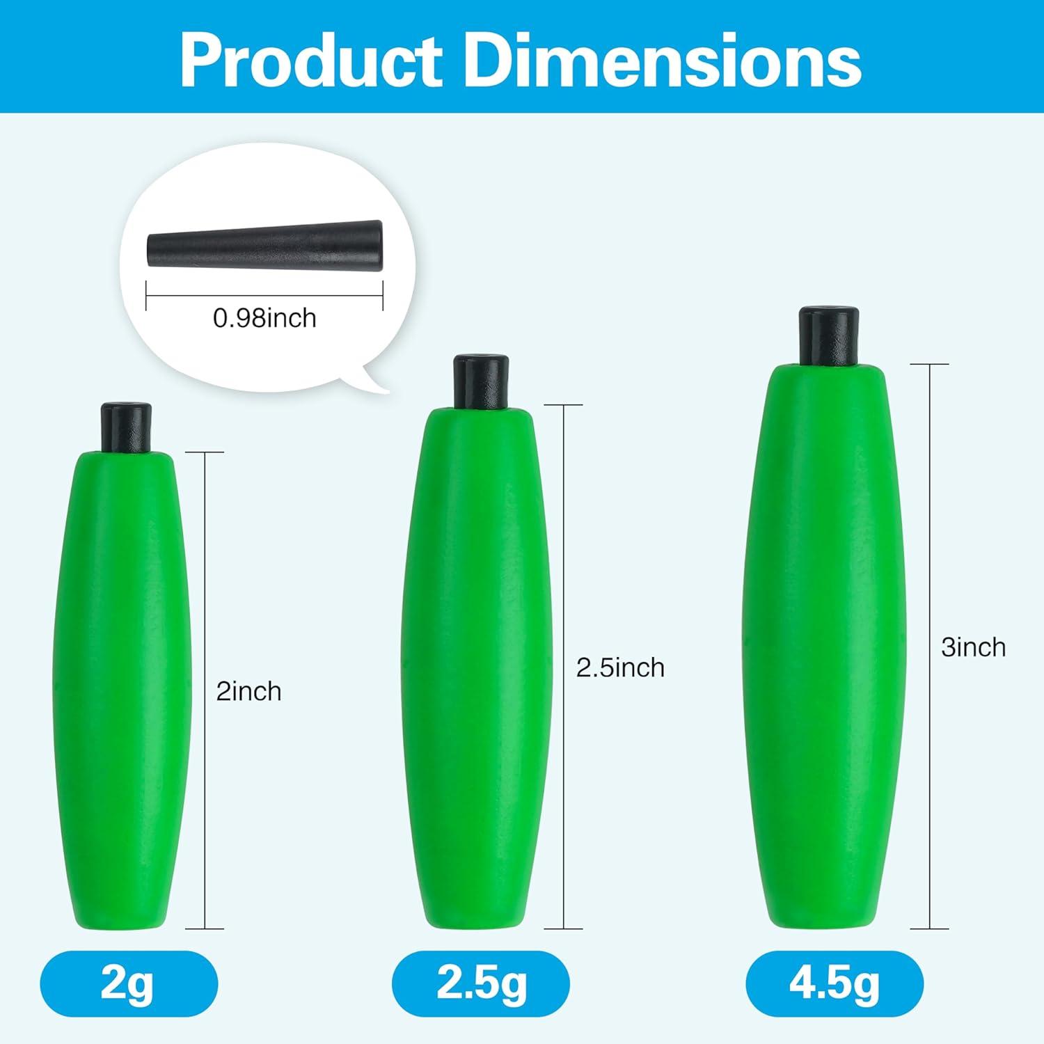 imageOROOTL Fishing Bobbers Floats for Catfish Peg Floats for Catfishing Cigar Foam Slip Fishing Bobbers for Santee Rig Catfish Freshwater Saltwater 2in 25in 3inGreen30pcs