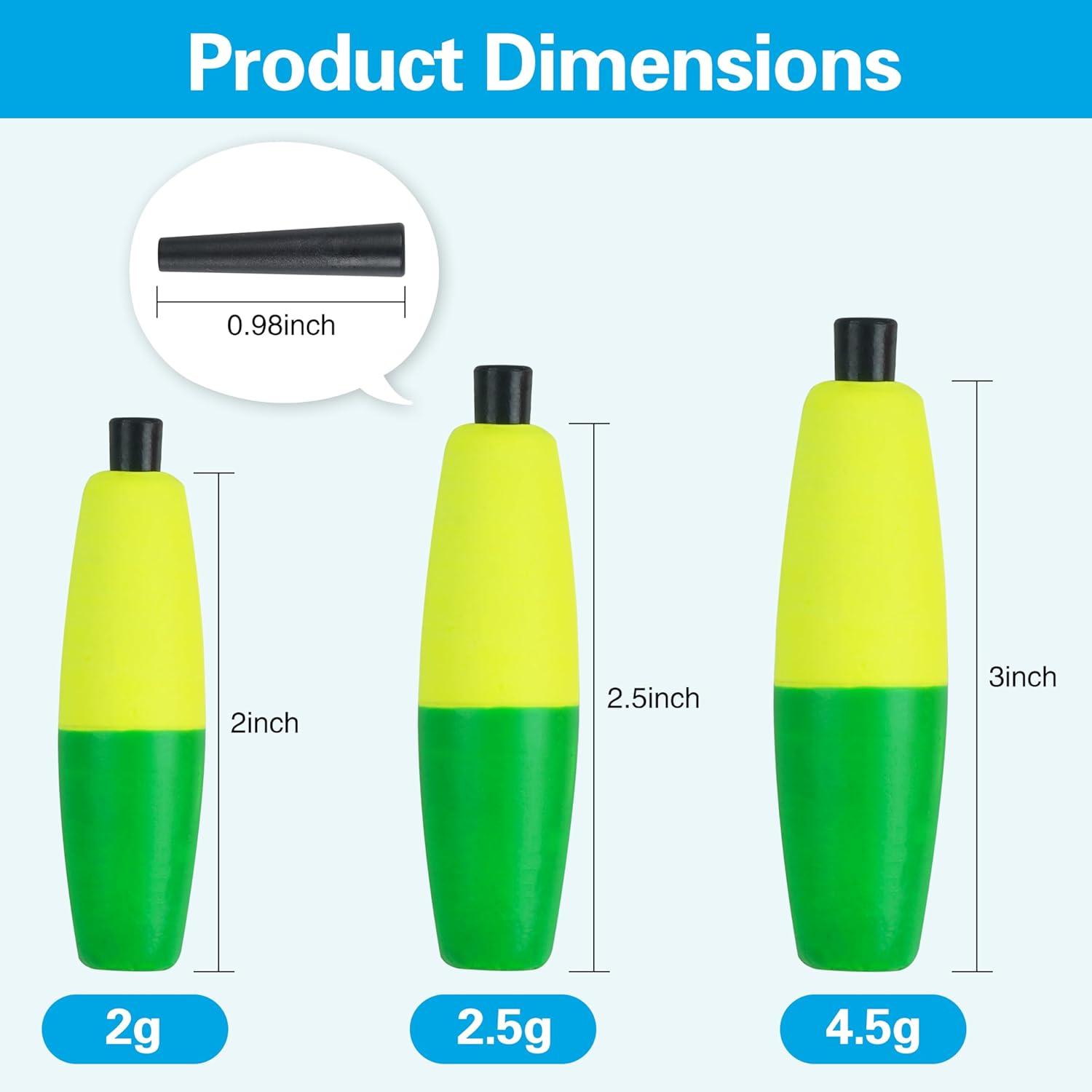 imageOROOTL Fishing Bobbers Floats for Catfish Peg Floats for Catfishing Cigar Foam Slip Fishing Bobbers for Santee Rig Catfish Freshwater Saltwater 2in 25in 3inGreen Yellow30pcs