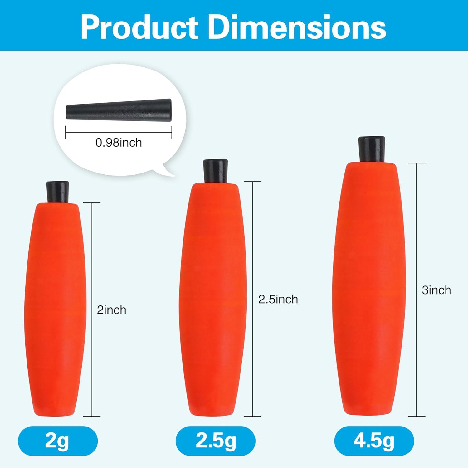 imageOROOTL Fishing Bobbers Floats for Catfish Peg Floats for Catfishing Cigar Foam Slip Fishing Bobbers for Santee Rig Catfish Freshwater Saltwater 2in 25in 3inMix 4 Colors40pcs