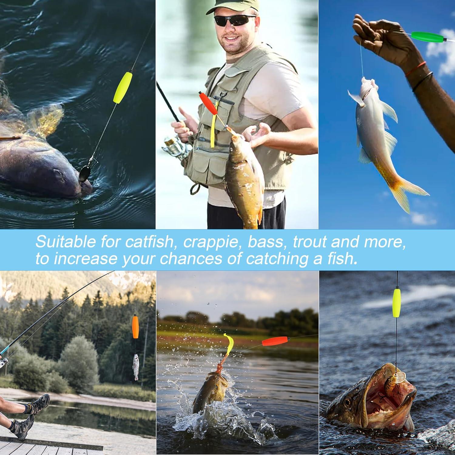 imageOROOTL Fishing Bobbers Floats for Catfish Peg Floats for Catfishing Cigar Foam Slip Fishing Bobbers for Santee Rig Catfish Freshwater Saltwater 2in 25in 3inMix 4 Colors40pcs