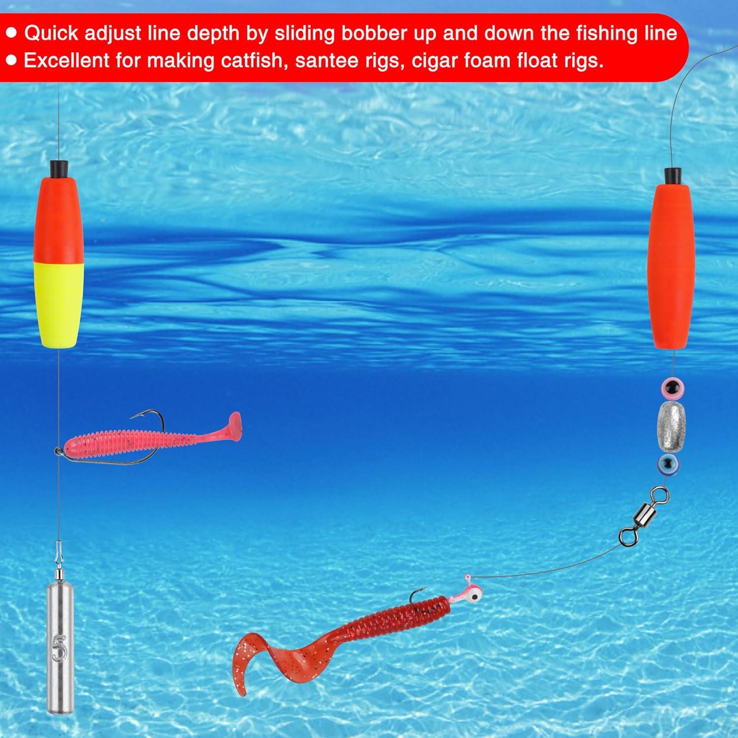 imageOROOTL Fishing Bobbers Floats for Catfish Peg Floats for Catfishing Cigar Foam Slip Fishing Bobbers for Santee Rig Catfish Freshwater Saltwater 2in 25in 3inRed30pcs