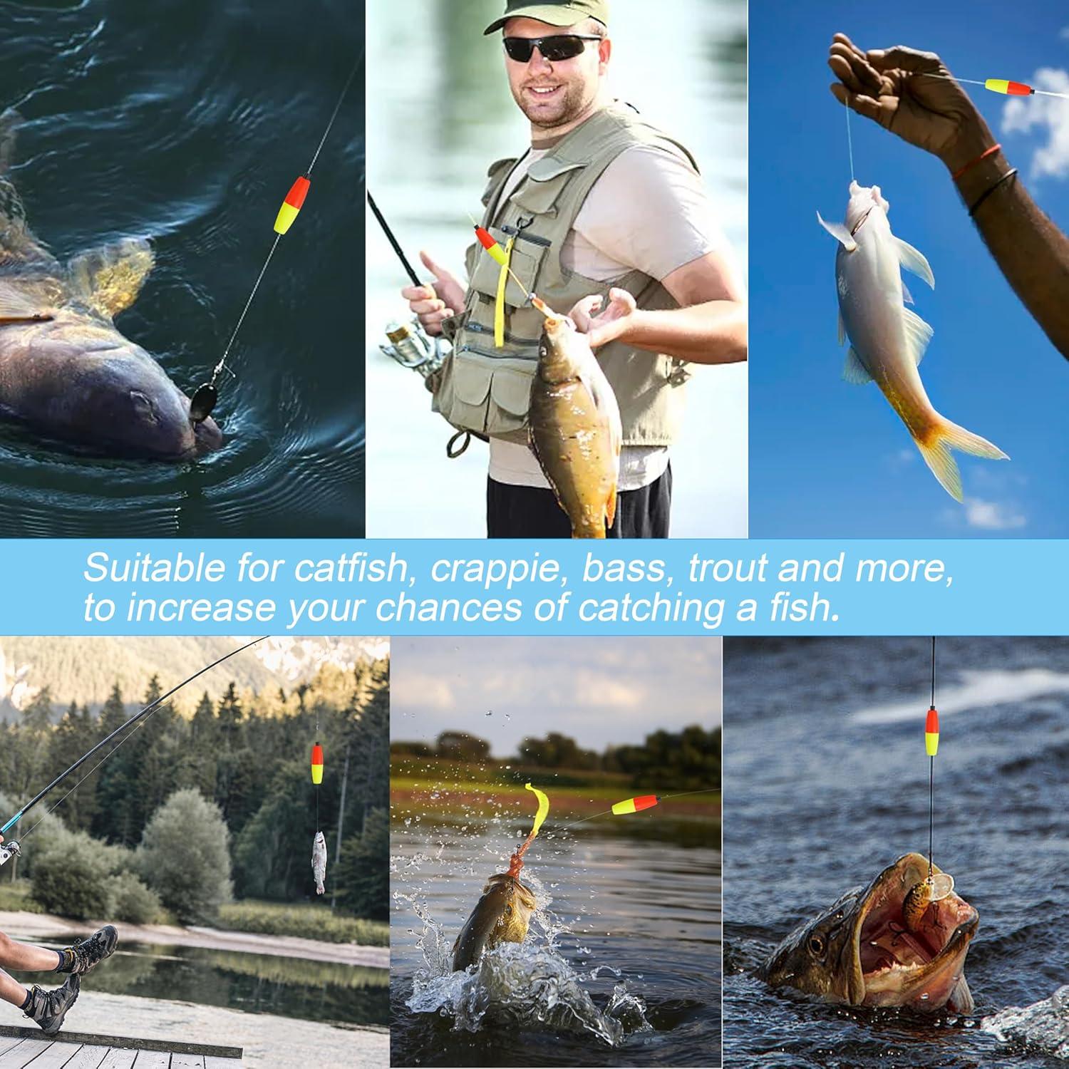 imageOROOTL Fishing Bobbers Floats for Catfish Peg Floats for Catfishing Cigar Foam Slip Fishing Bobbers for Santee Rig Catfish Freshwater Saltwater 2in 25in 3inRed Yellow30pcs