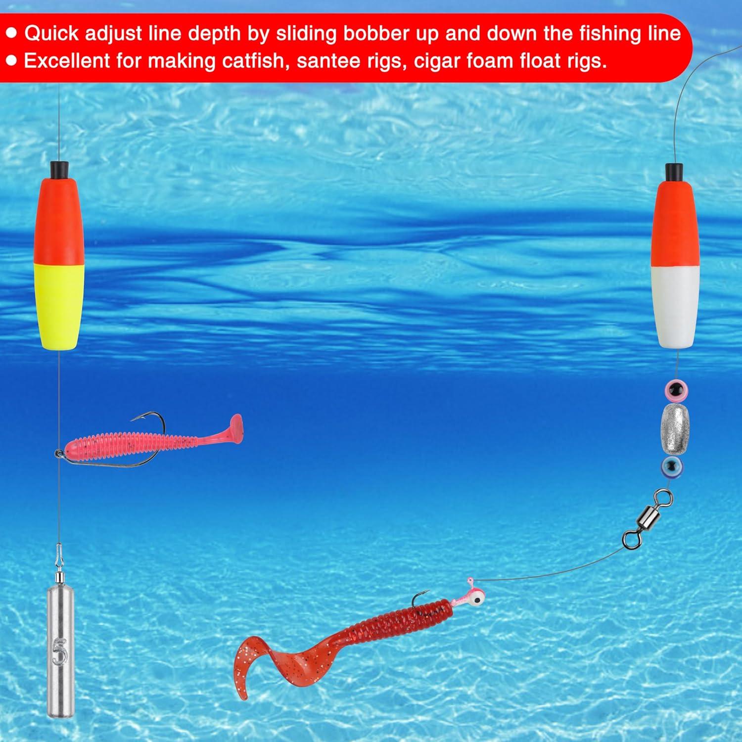 imageOROOTL Fishing Bobbers Floats for Catfish Peg Floats for Catfishing Cigar Foam Slip Fishing Bobbers for Santee Rig Catfish Freshwater Saltwater 2in 25in 3inRed White30pcs