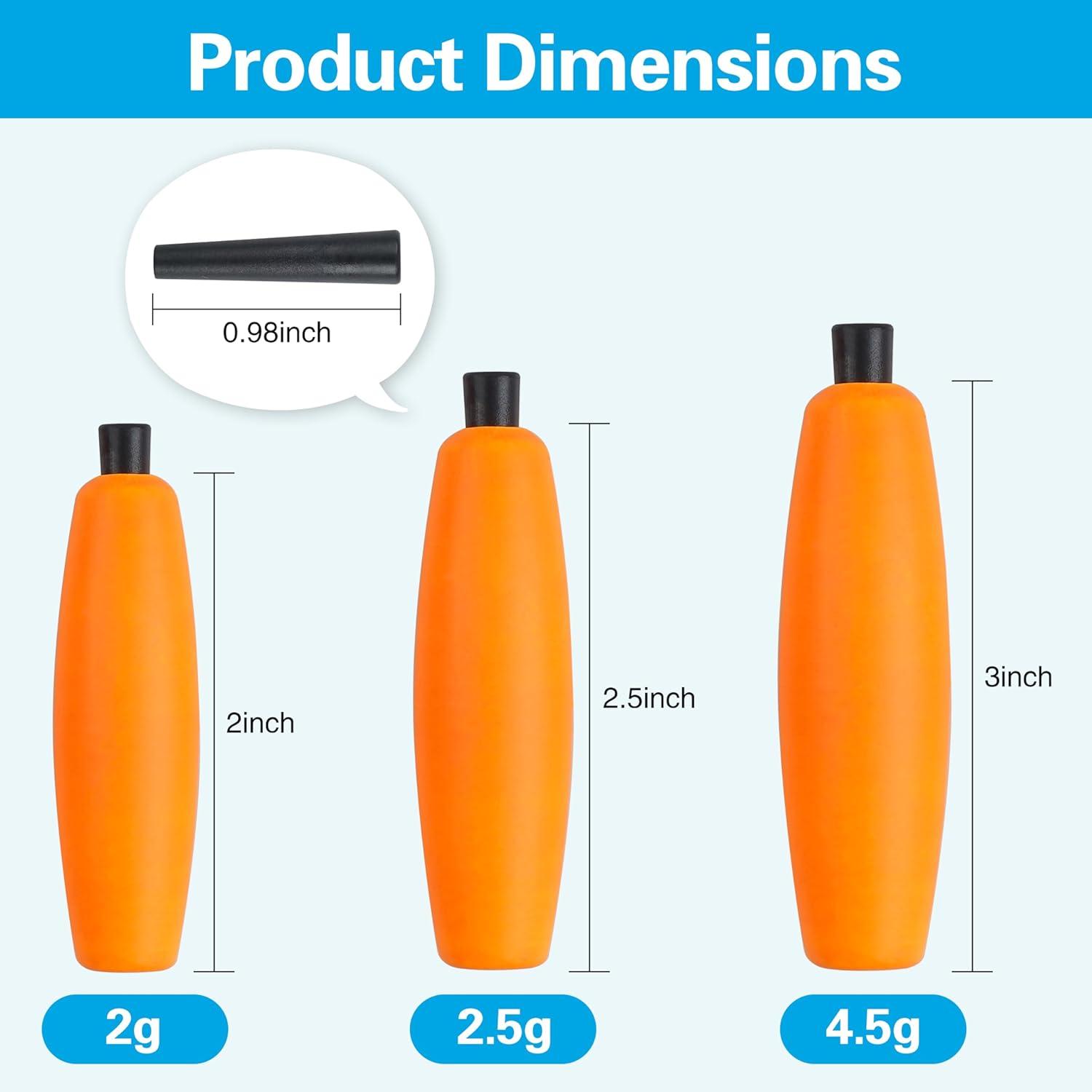 imageOROOTL Fishing Bobbers Floats for Catfish Peg Floats for Catfishing Cigar Foam Slip Fishing Bobbers for Santee Rig Catfish Freshwater Saltwater 2in 25in 3inMix 4 Colors40pcs