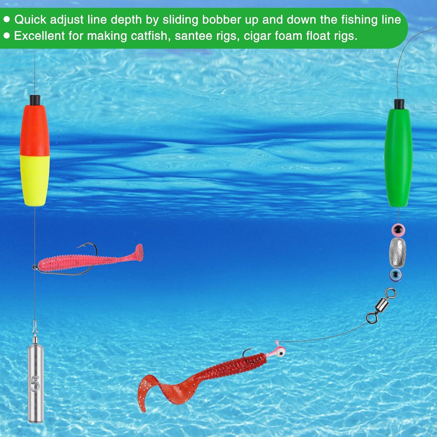 imageOROOTL Fishing Bobbers Floats for Catfish Peg Floats for Catfishing Cigar Foam Slip Fishing Bobbers for Santee Rig Catfish Freshwater Saltwater 2in 25in 3inGreen30pcs