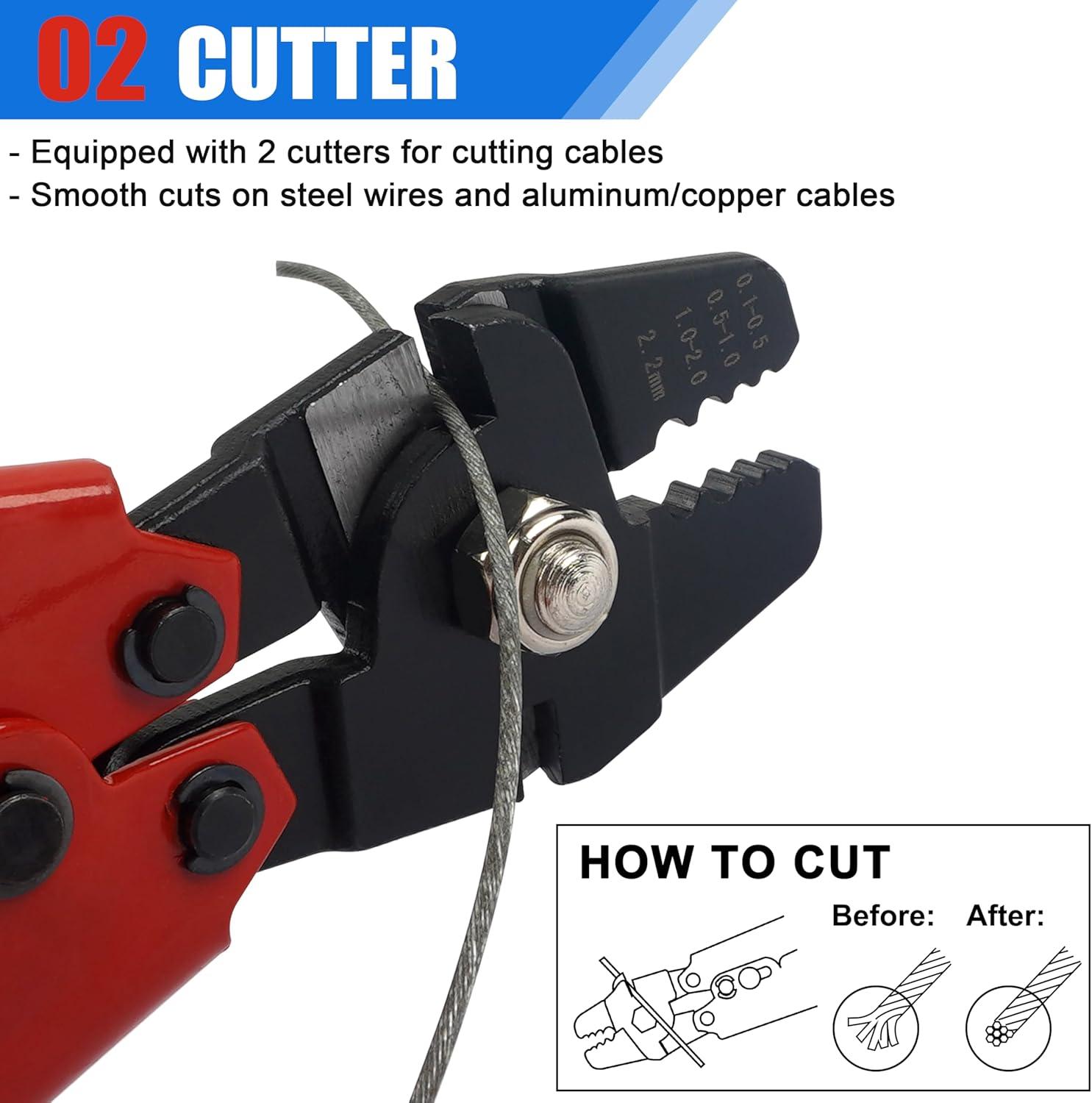 imageOROOTL Fishing Crimping Tool Kit Fishing Crimp Pliers with 500pcs Crimp Sleeves Beads Set Heavy Duty Wire Leader Rope Crimper Tool Wire Cutter Aluminum Copper Loop Sleeves