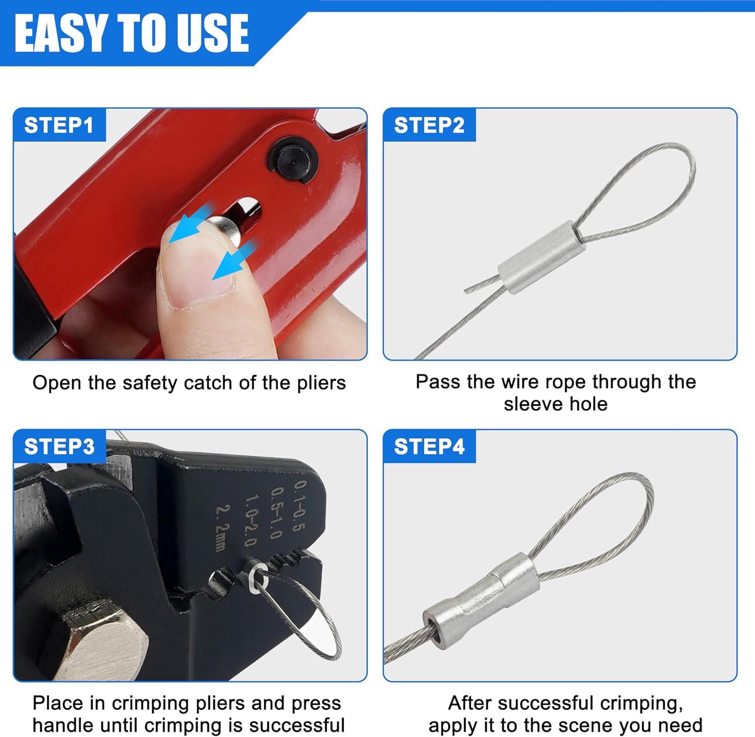 imageOROOTL Fishing Crimping Tool Kit Fishing Crimp Pliers with 500pcs Crimp Sleeves Beads Set Heavy Duty Wire Leader Rope Crimper Tool Wire Cutter Aluminum Copper Loop Sleeves