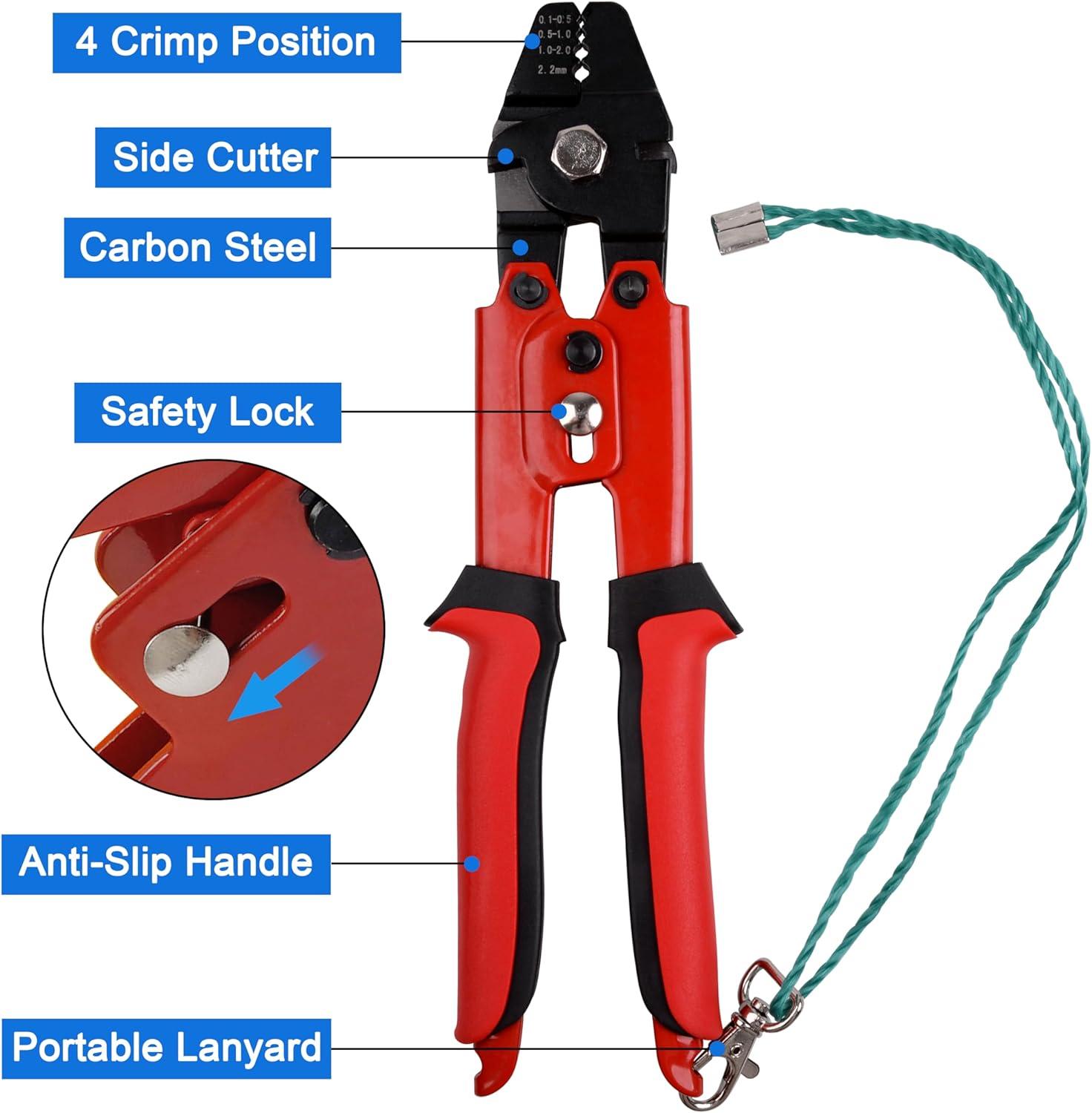 imageOROOTL Fishing Crimping Tool Kit Fishing Crimp Pliers with 500pcs Crimp Sleeves Beads Set Heavy Duty Wire Leader Rope Crimper Tool Wire Cutter Aluminum Copper Loop Sleeves