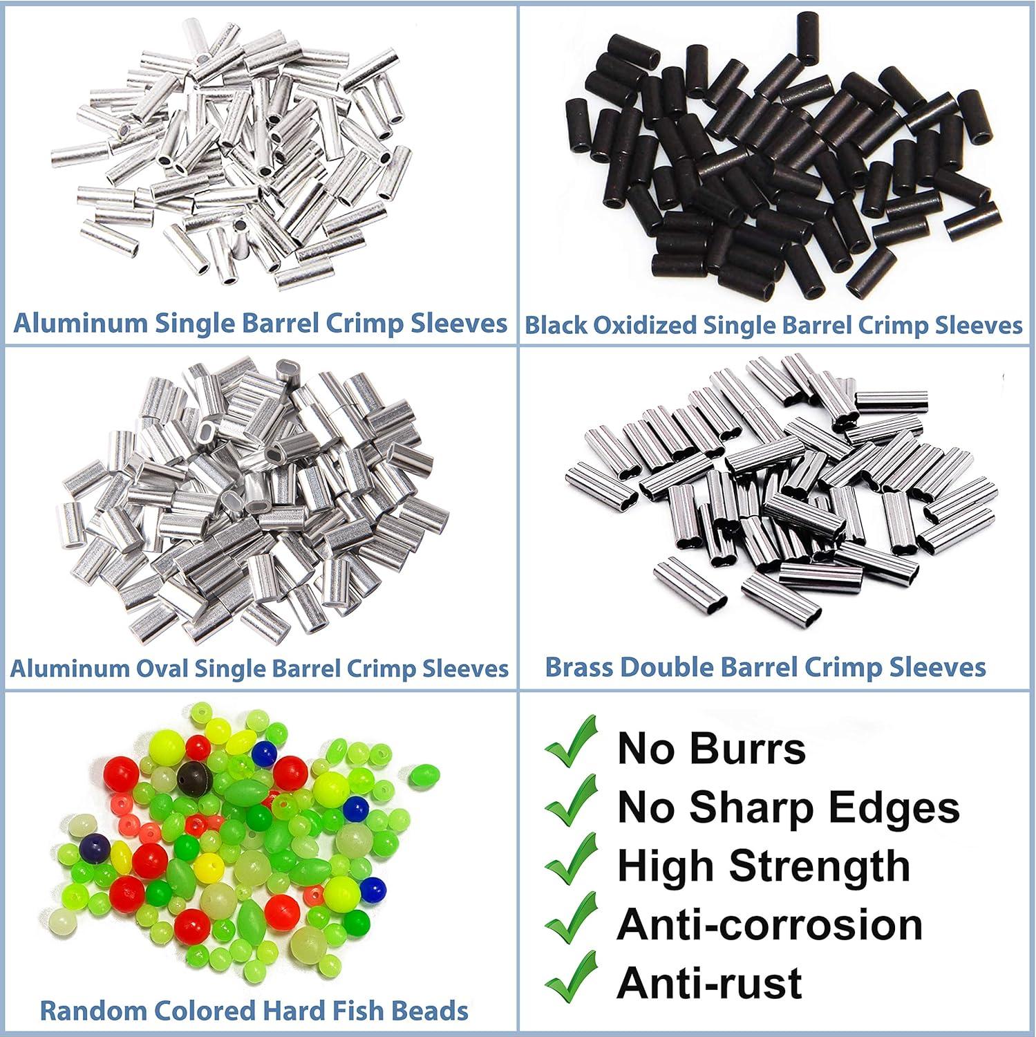 imageOROOTL Fishing Crimping Tool Kit Fishing Crimp Pliers with 500pcs Crimp Sleeves Beads Set Heavy Duty Wire Leader Rope Crimper Tool Wire Cutter Aluminum Copper Loop Sleeves