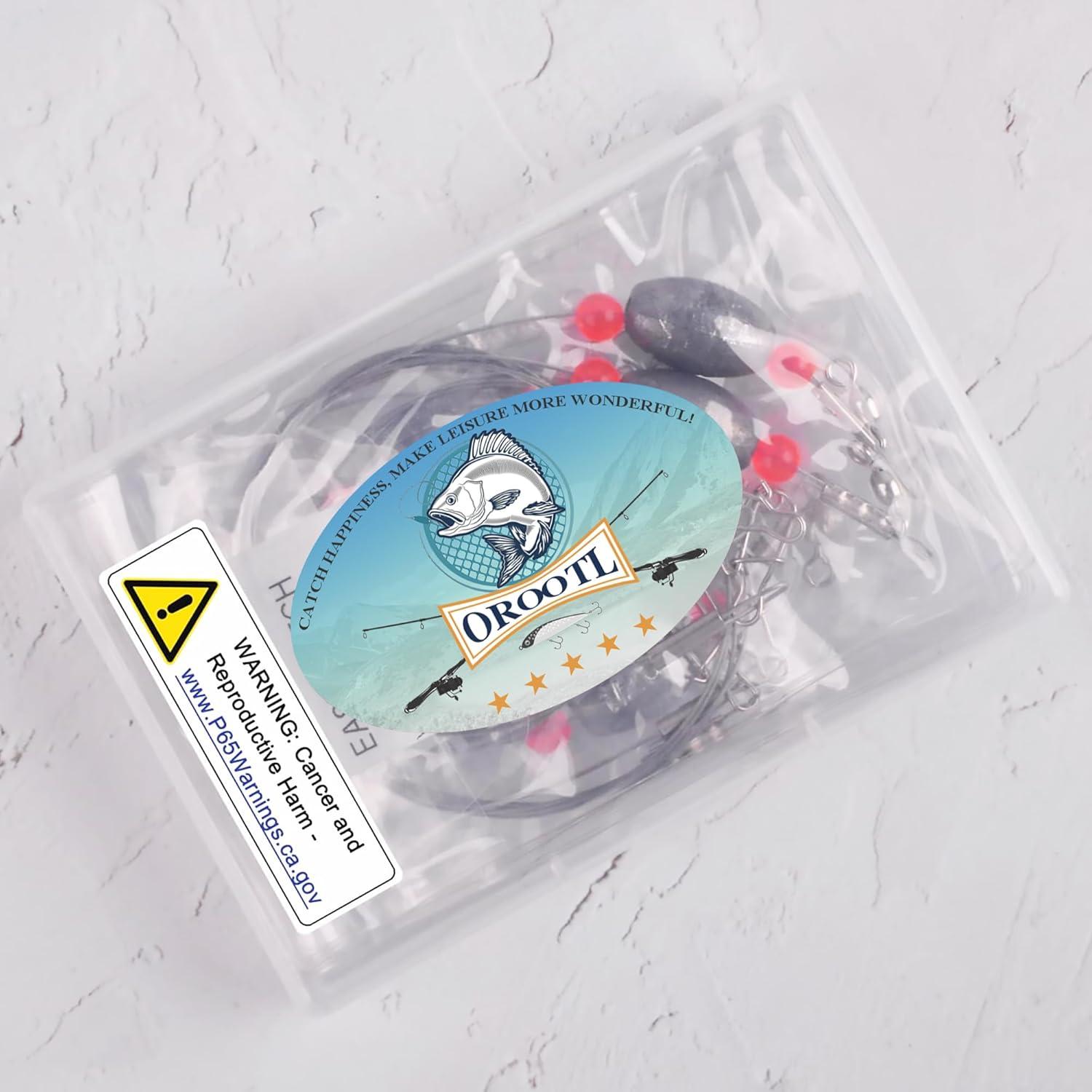 imageOROOTL Fishing Egg Sinkers Rigs 8pcs Fishing Rigs Wire Leader with Egg Weights Swivel Snap Catfish Flounder Rig for Saltwater Freshwater 12oz2oz15oz8pcs