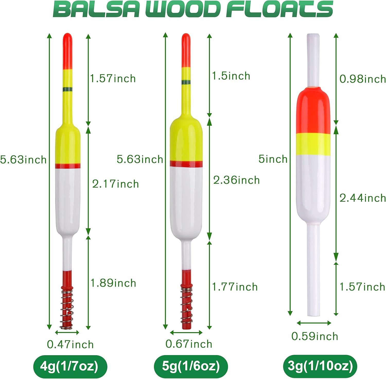 imageOROOTL Fishing Floats and Bobbers Wood Slip Bobbers for Fishing Balsa Floats Spring Slip Bobbers for Crappie Catfish Panfish Walleyes Fishing Tackle Accessories 10 Pack3g 244in059in5in 10pcs