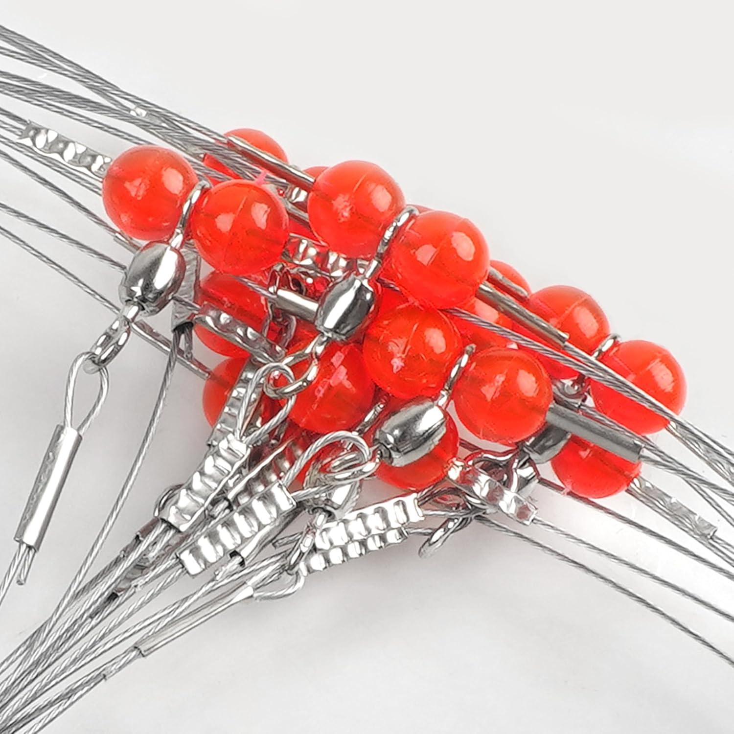 imageOROOTL Fishing Leaders 12pcs Stainless Steel Wire Leaders with Swivels Snaps Beads High Strength Leader Line Rigs for Saltwater Freshwater Surf Bottom Fishing244In with 2 Arms 12pcs