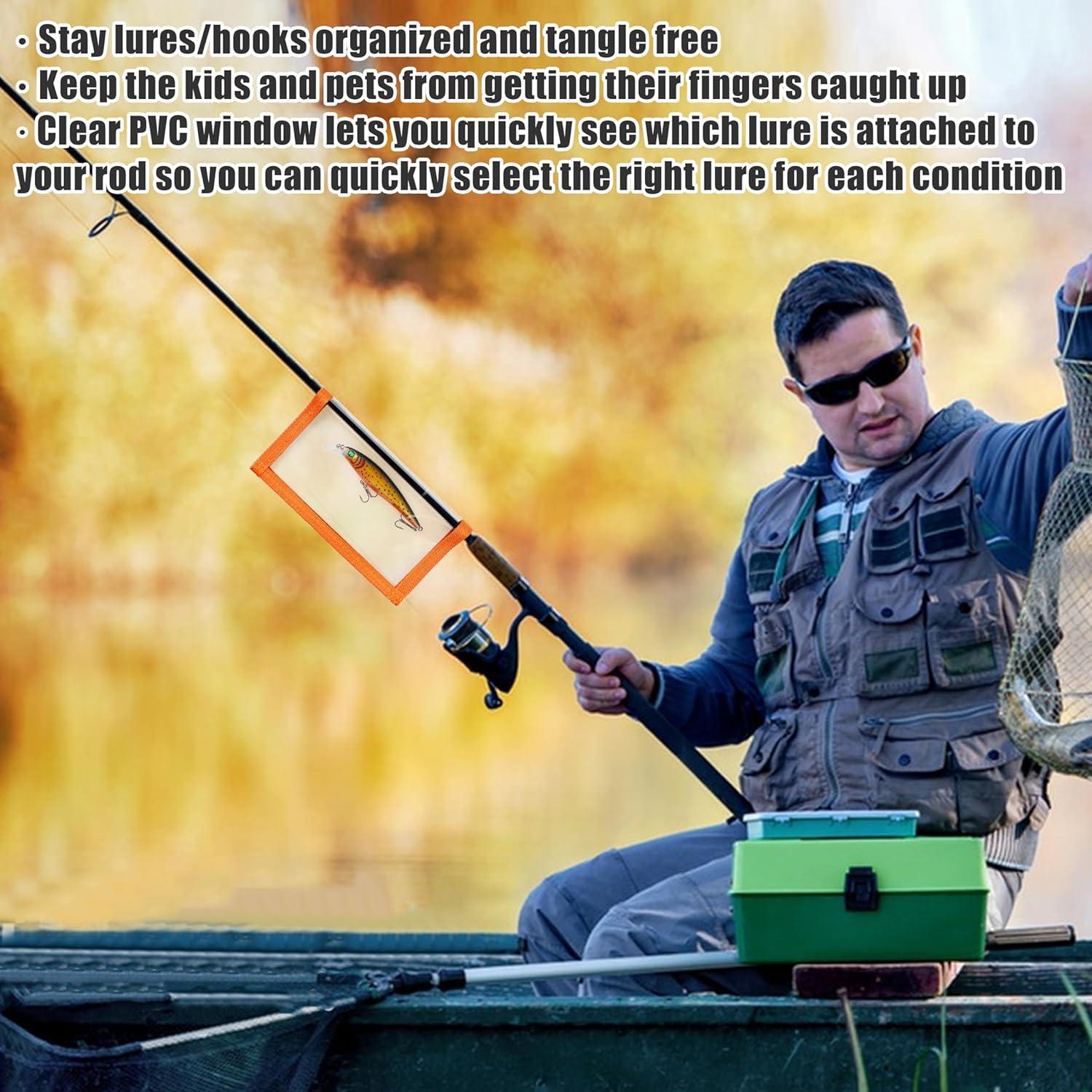 imageOROOTL Fishing Lure Wraps Hook Covers 512 Packs Fishing Lure Covers for Rod Durable Clear PVC Treble Hook Cover Bait Storage Protector Keep Safe from Sharp HooksOrangem38x75pcs