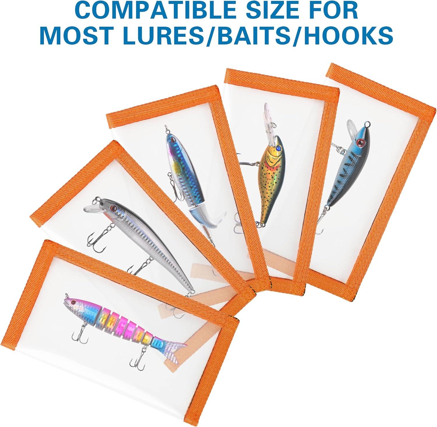 imageOROOTL Fishing Lure Wraps Hook Covers 512 Packs Fishing Lure Covers for Rod Durable Clear PVC Treble Hook Cover Bait Storage Protector Keep Safe from Sharp HooksOrangem38x75pcs
