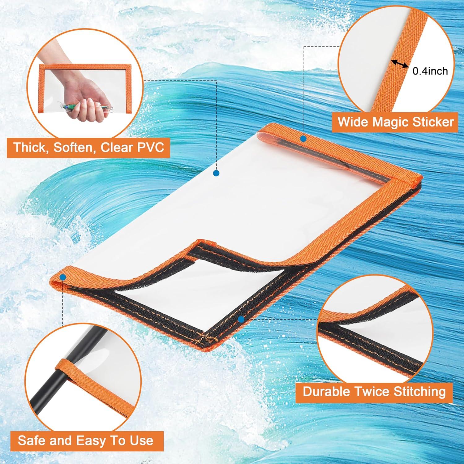 imageOROOTL Fishing Lure Wraps Hook Covers 512 Packs Fishing Lure Covers for Rod Durable Clear PVC Treble Hook Cover Bait Storage Protector Keep Safe from Sharp HooksOrangem38x75pcs