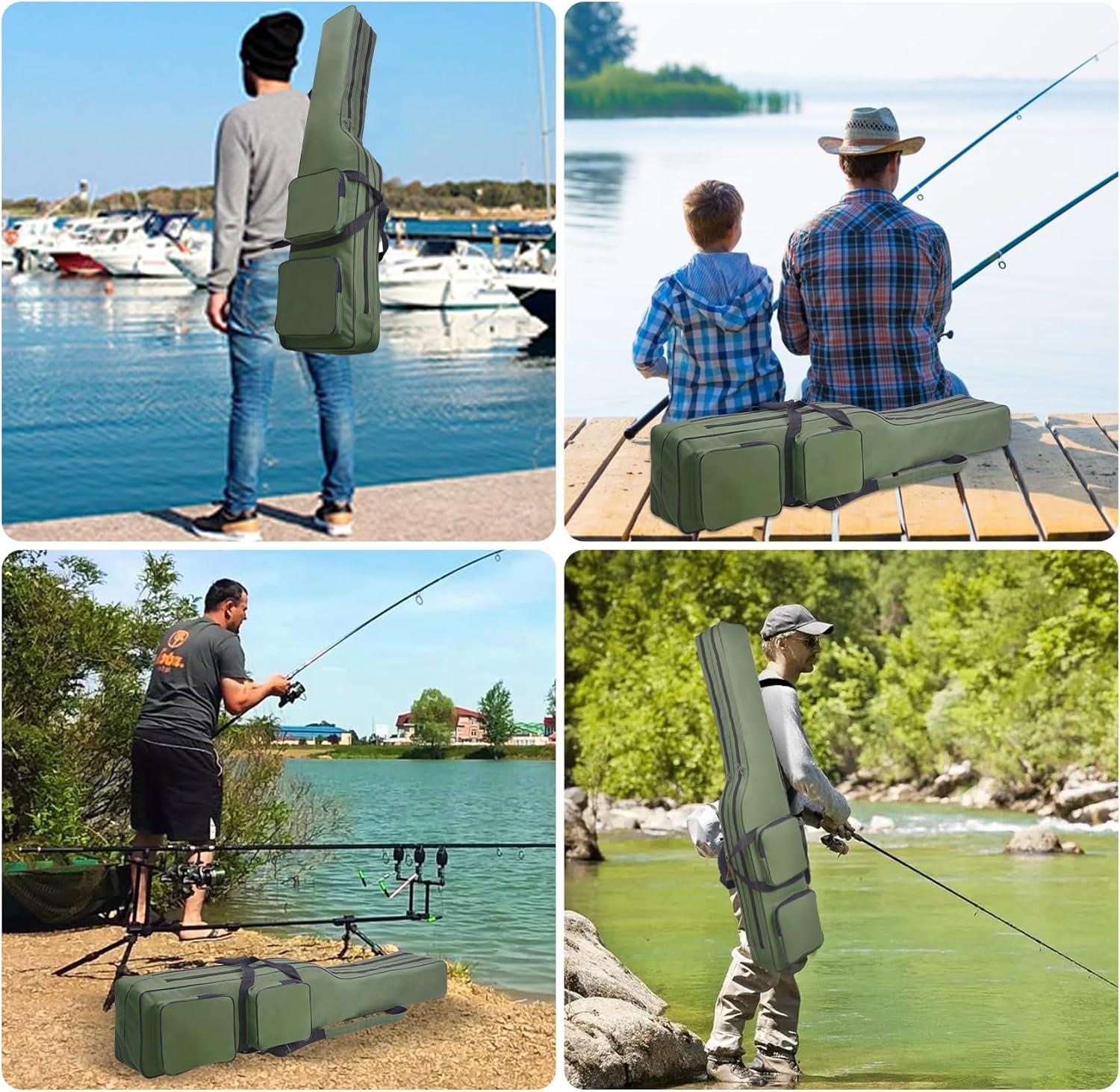 imageOROOTL Fishing Pole Bag 427ft Fishing Rod Case Organizer Portable Fishing Rod Bag Large Capacity Fishing Tackle Storage Bag Travel Case Fishing Gift for Men