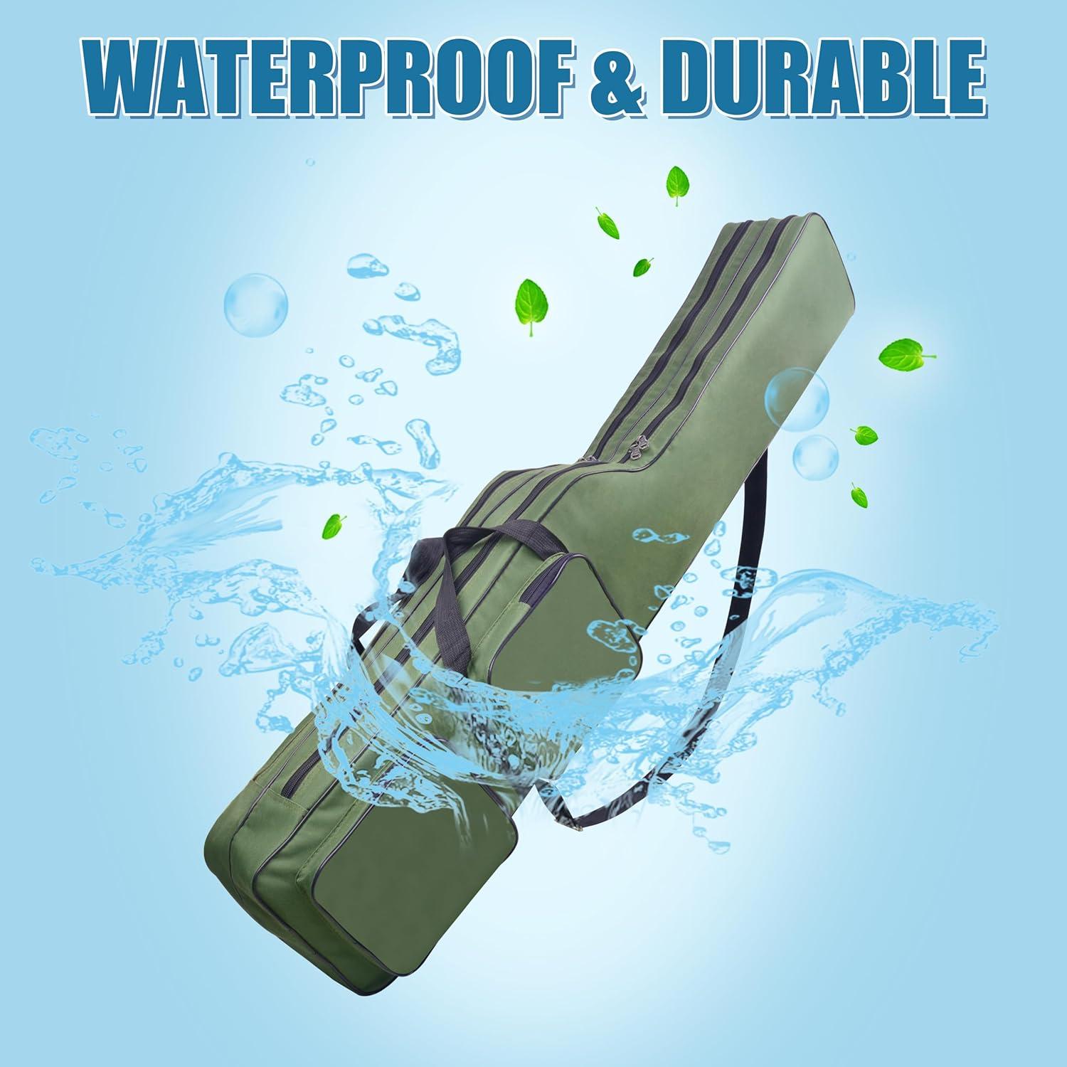 imageOROOTL Fishing Pole Bag 427ft Fishing Rod Case Organizer Portable Fishing Rod Bag Large Capacity Fishing Tackle Storage Bag Travel Case Fishing Gift for Men