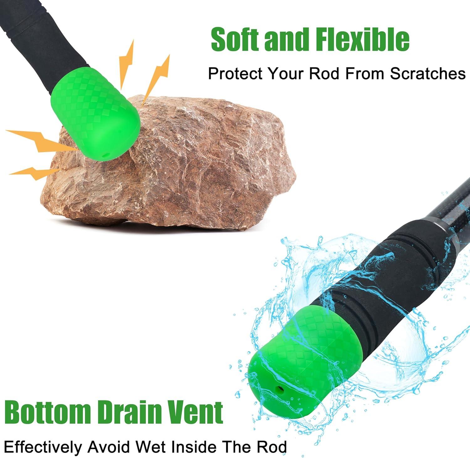 imageOROOTL Fishing Rod Butt Cushion Fishing Rod Seat Cushions Silicone Fishing Rod Butt End Cap Fishing Rod Protector Fishing Pole Holder Fishing Accessories LMSGreen9pcs