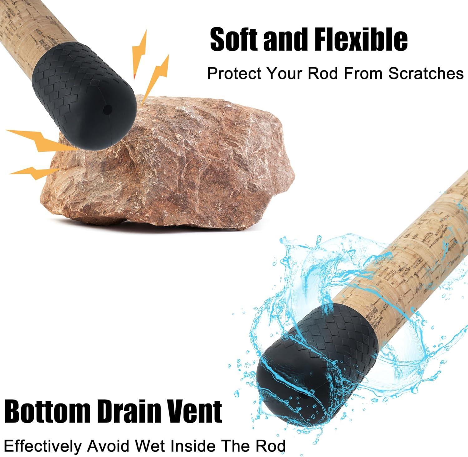 imageOROOTL Fishing Rod Butt Cushion Fishing Rod Seat Cushions Silicone Fishing Rod Butt End Cap Fishing Rod Protector Fishing Pole Holder Fishing Accessories LMSBlack9pcs