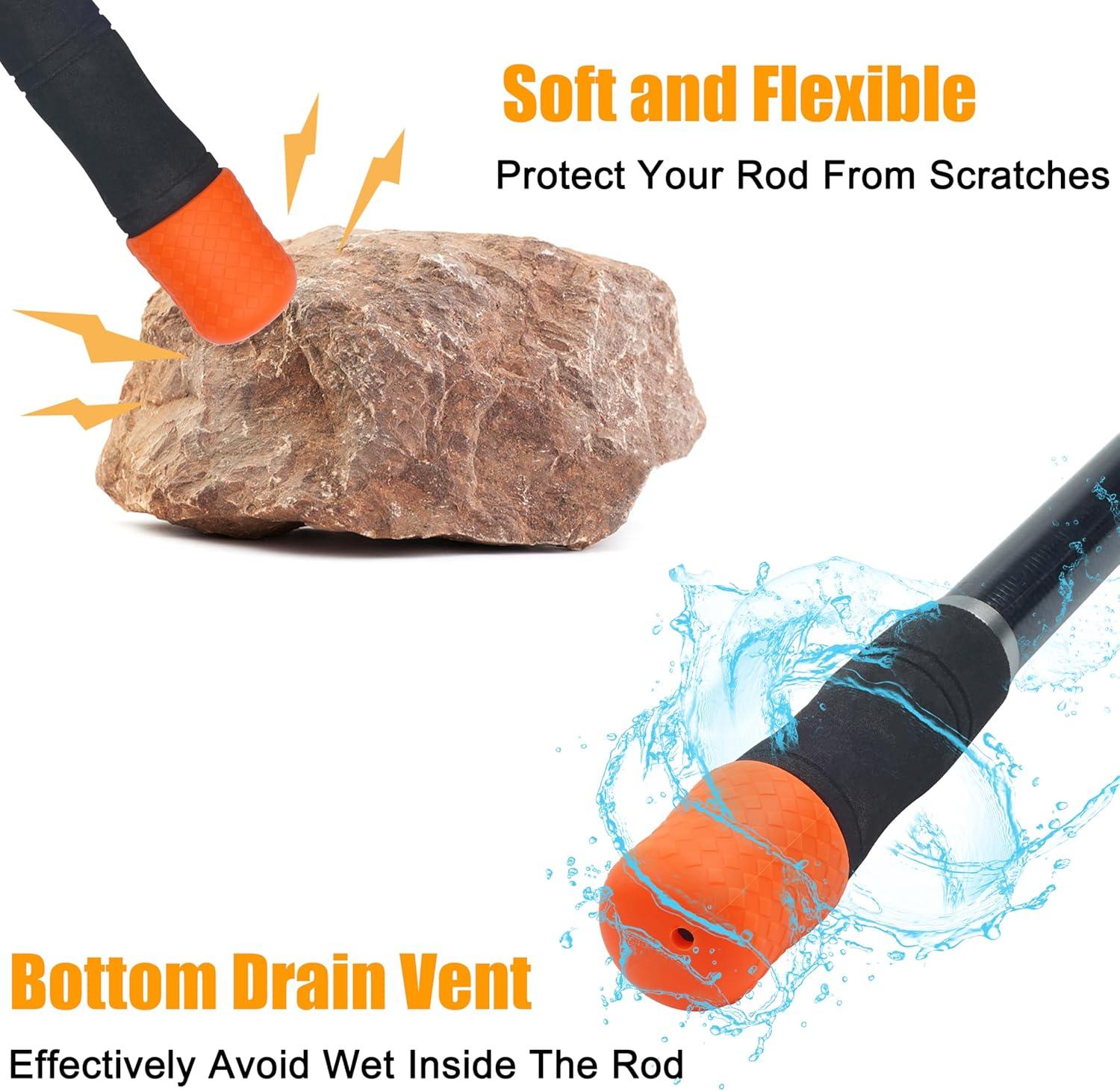 imageOROOTL Fishing Rod Butt Cushion Fishing Rod Seat Cushions Silicone Fishing Rod Butt End Cap Fishing Rod Protector Fishing Pole Holder Fishing Accessories LMSOrange9pcs