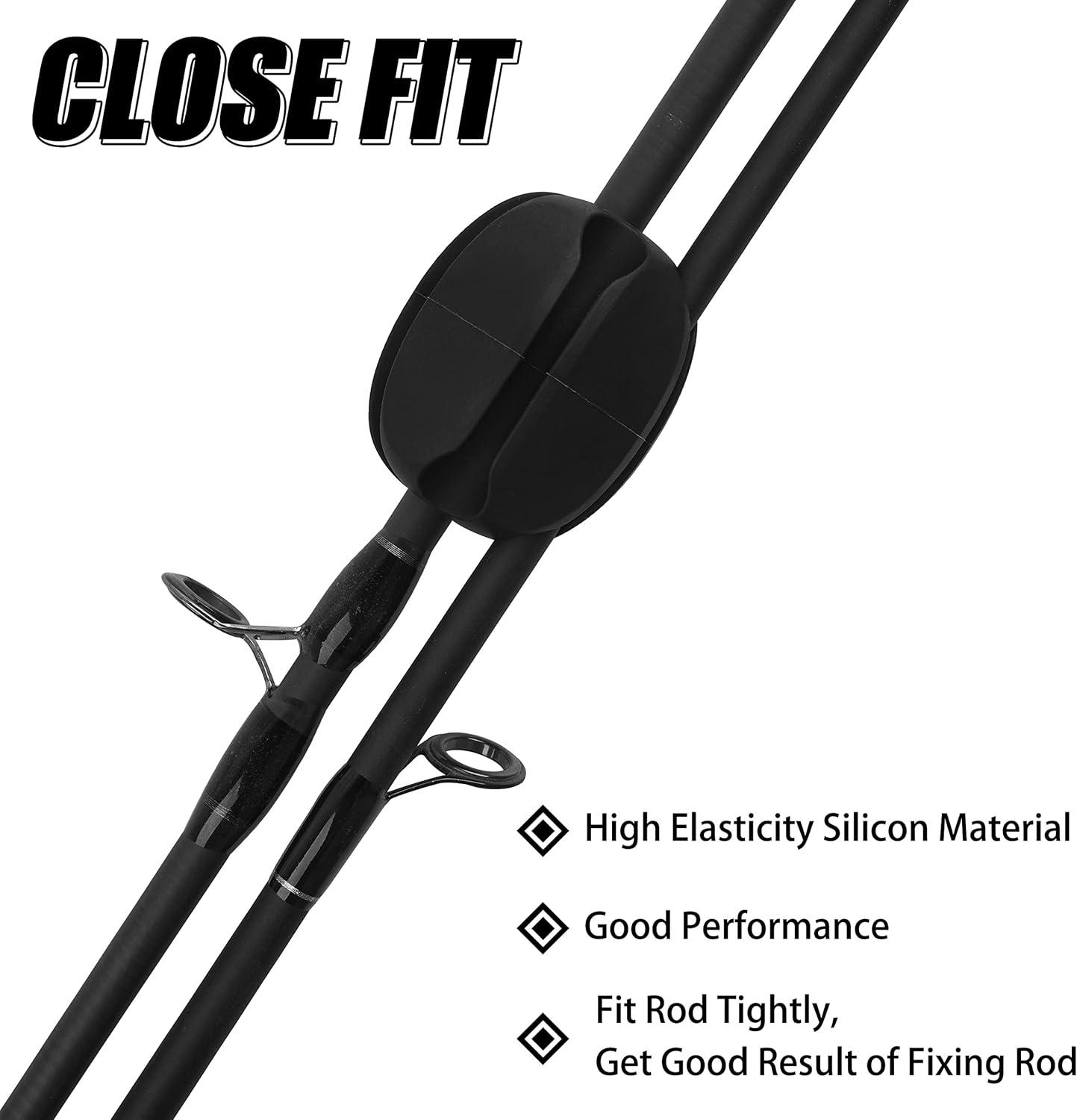 imageOROOTL Fishing Rod Holder Straps 2pcs Silicone Fishing Rod Straps 5Holes Portable Fishing Pole Holder Fixed Ball Fishing Pole Puller AccessoriesBlack2pcs