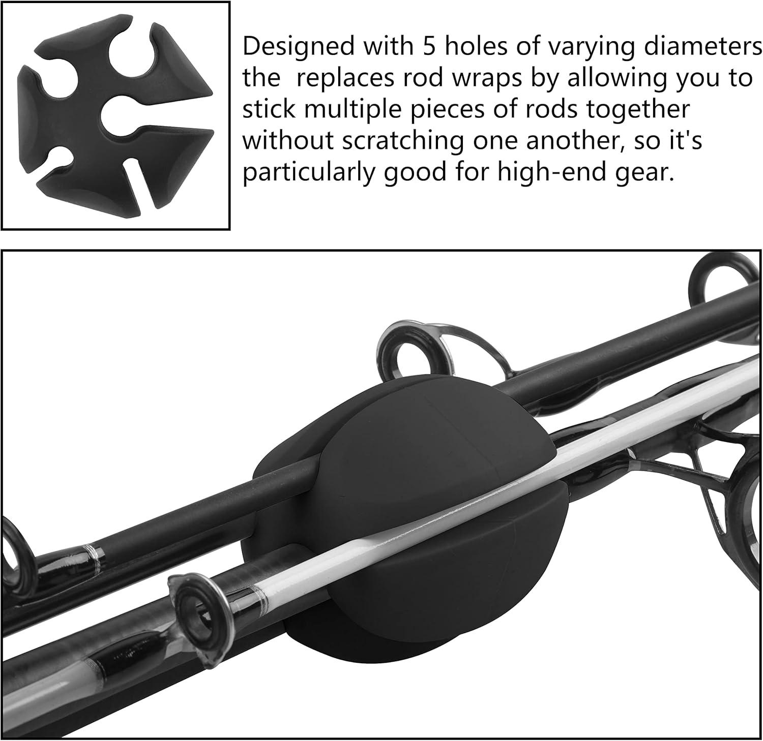 imageOROOTL Fishing Rod Holder Straps 2pcs Silicone Fishing Rod Straps 5Holes Portable Fishing Pole Holder Fixed Ball Fishing Pole Puller AccessoriesBlack2pcs