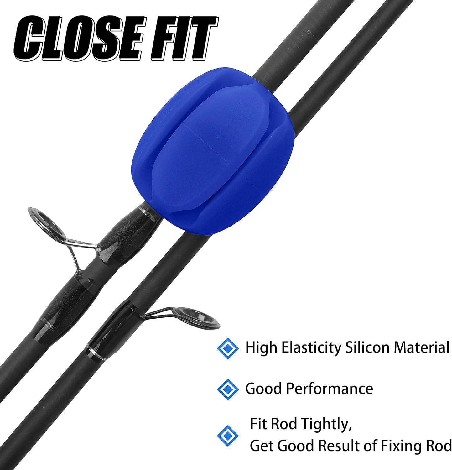 imageOROOTL Fishing Rod Holder Straps 2pcs Silicone Fishing Rod Straps 5Holes Portable Fishing Pole Holder Fixed Ball Fishing Pole Puller AccessoriesBlue2pcs