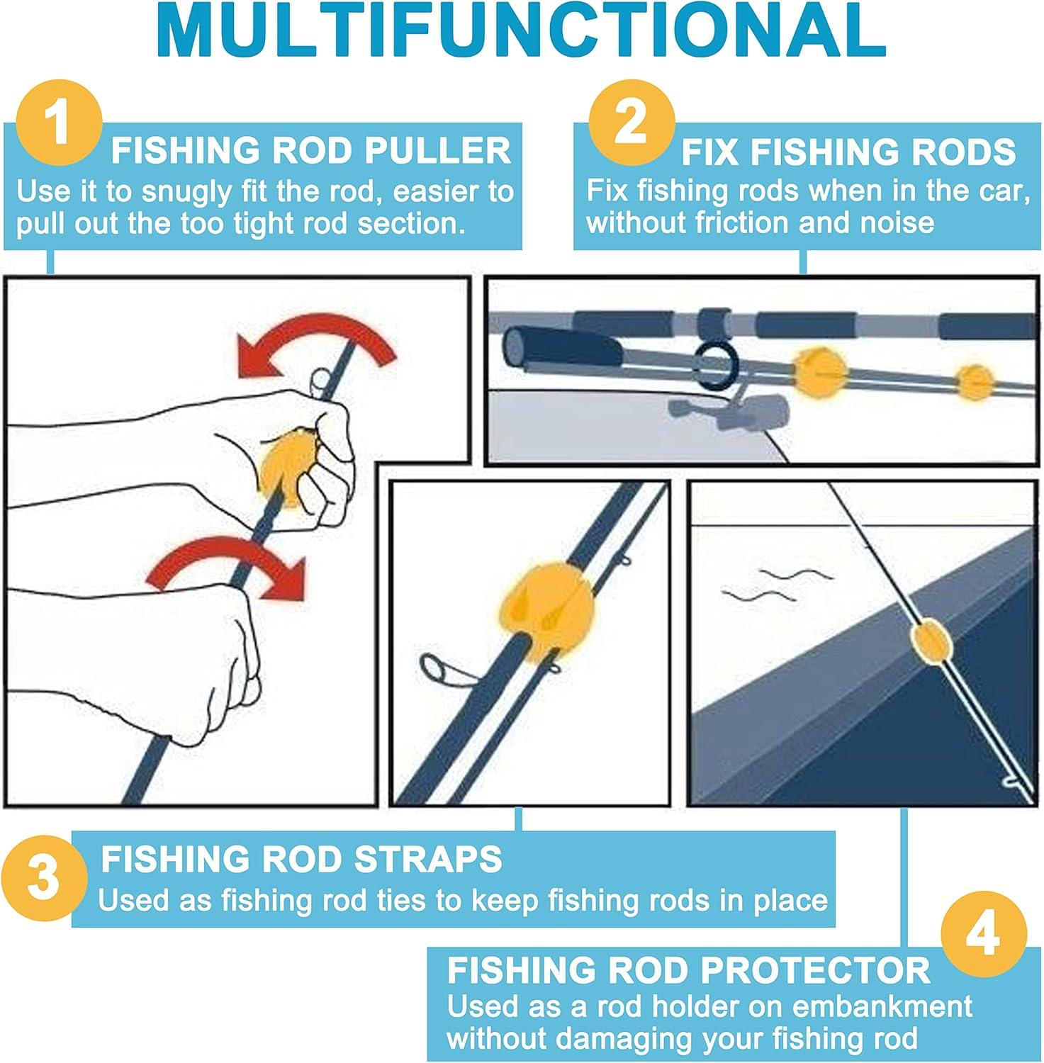 imageOROOTL Fishing Rod Holder Straps 2pcs Silicone Fishing Rod Straps 5Holes Portable Fishing Pole Holder Fixed Ball Fishing Pole Puller AccessoriesBlue2pcs