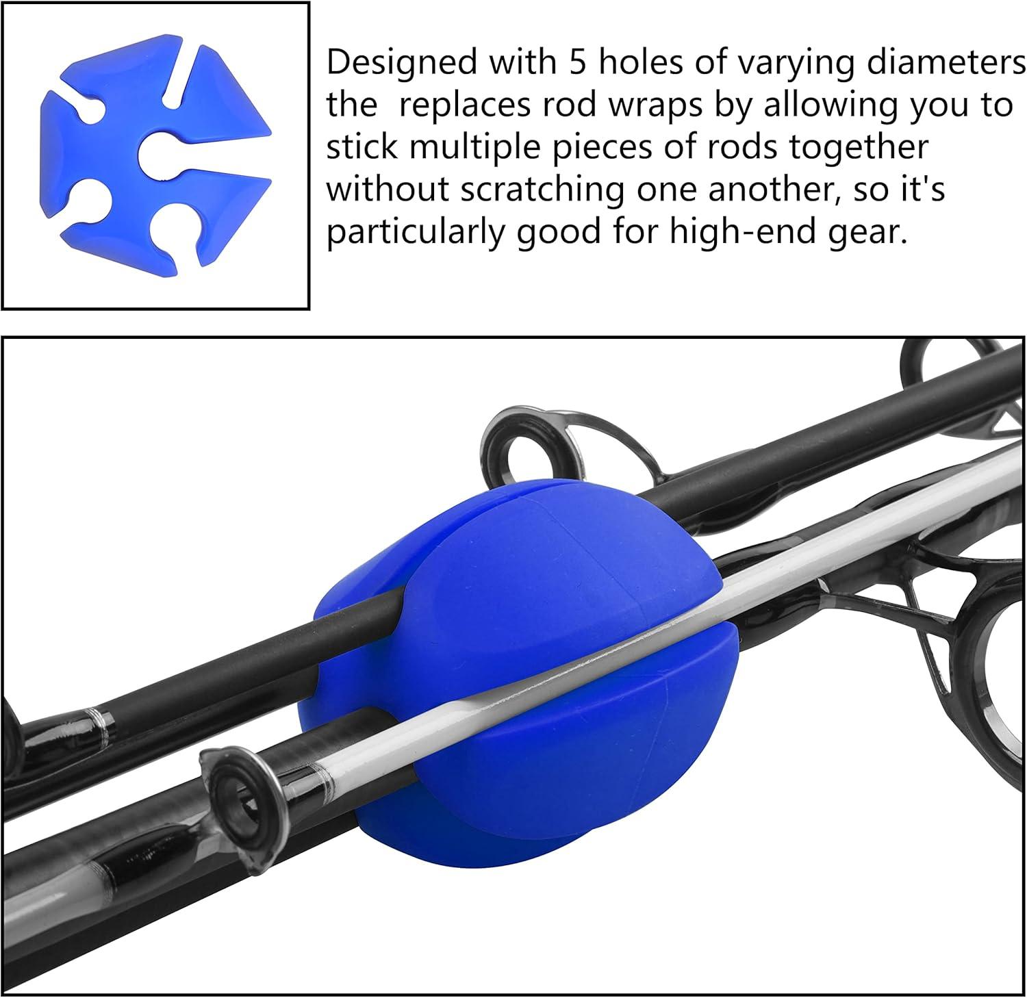 imageOROOTL Fishing Rod Holder Straps 2pcs Silicone Fishing Rod Straps 5Holes Portable Fishing Pole Holder Fixed Ball Fishing Pole Puller AccessoriesBlue2pcs