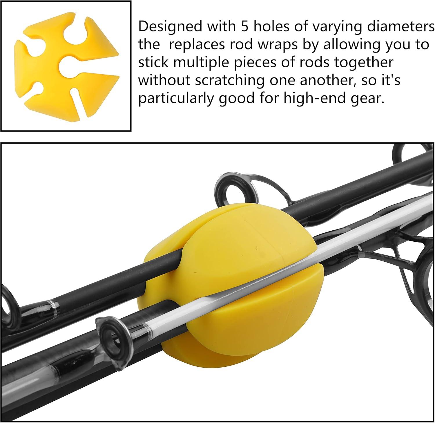 imageOROOTL Fishing Rod Holder Straps 2pcs Silicone Fishing Rod Straps 5Holes Portable Fishing Pole Holder Fixed Ball Fishing Pole Puller AccessoriesYellow2pcs