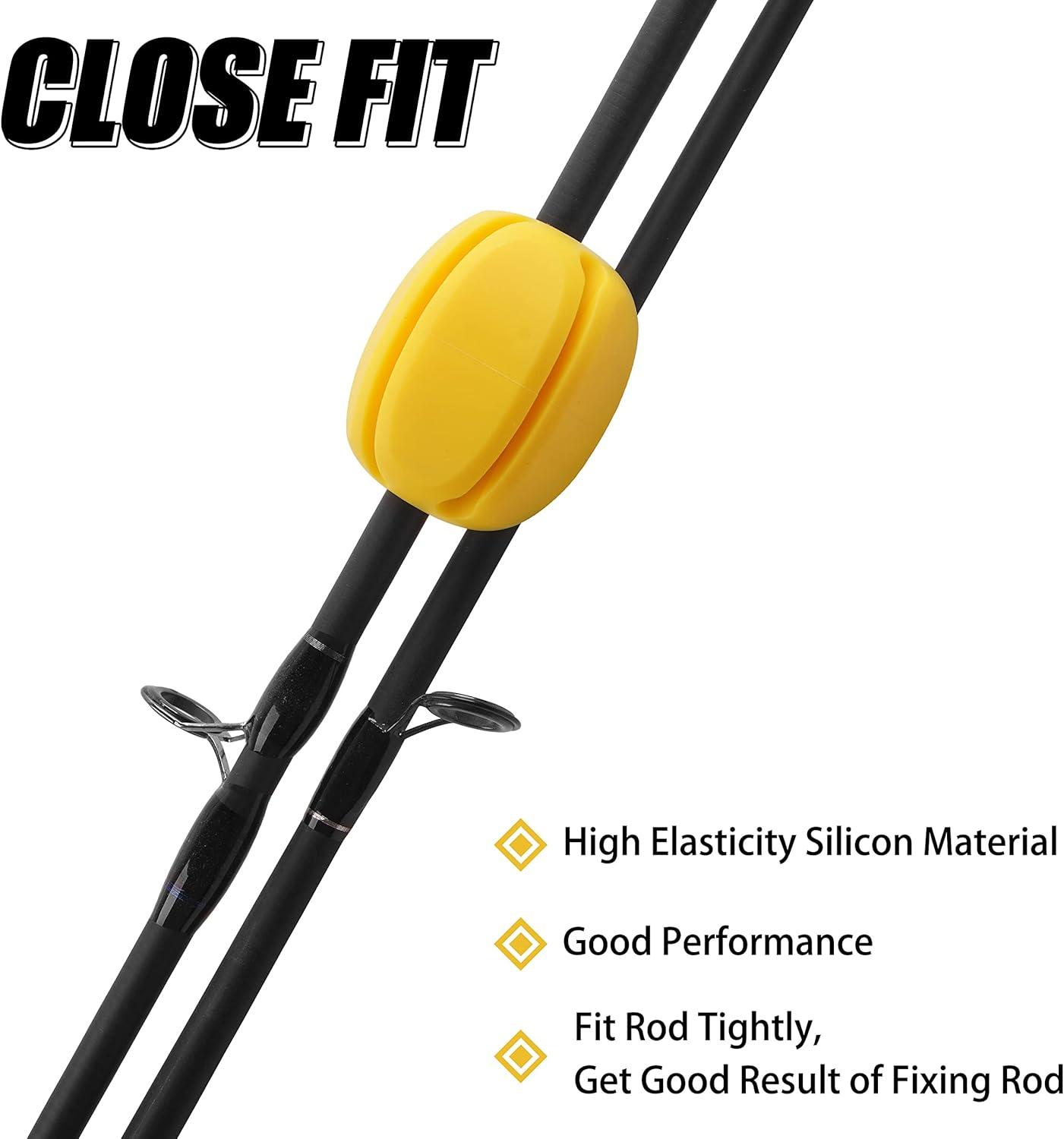 imageOROOTL Fishing Rod Holder Straps 2pcs Silicone Fishing Rod Straps 5Holes Portable Fishing Pole Holder Fixed Ball Fishing Pole Puller AccessoriesYellow2pcs