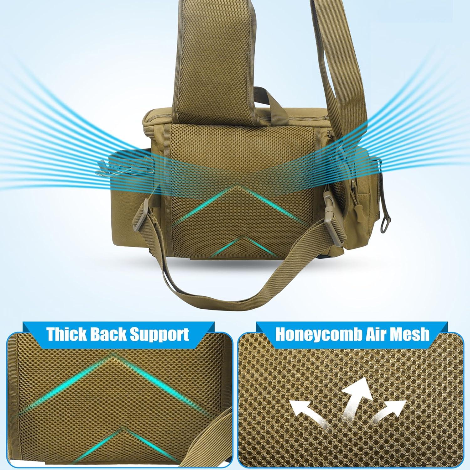 imageOROOTL Fishing Sling Bag with Rod Holder Portable Fishing Backpack Lightweight Fishing Fanny Pack Waterproof Crossbody Fishing Gear Storage Bag for Men Women Gift