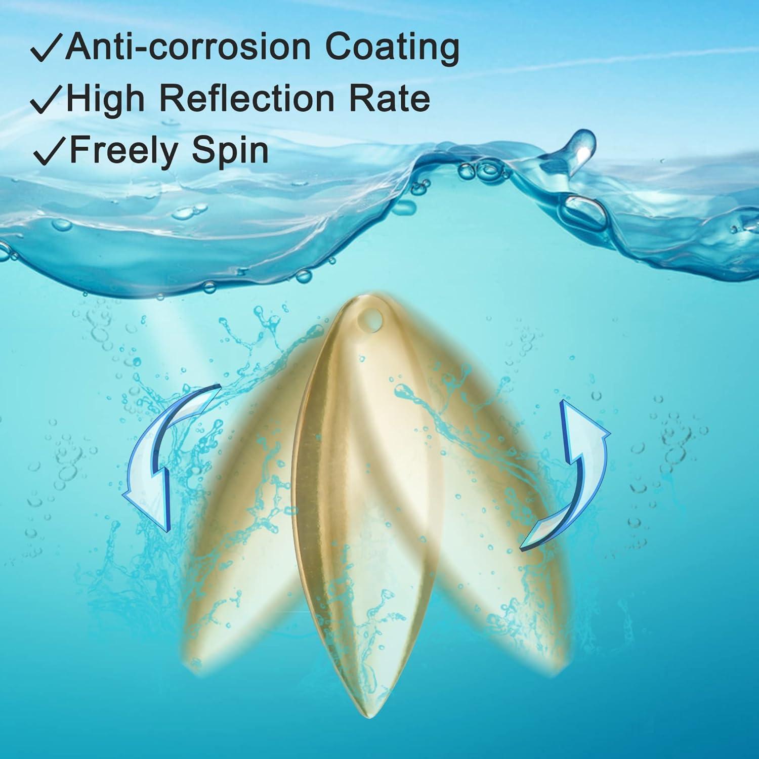 imageOROOTL Fishing Spinner Blades Split Rings Kit 100pcs Colorado Willow Blades Lure Rings Set Gold Silver Spoon Easy Spin Spinner Bait Making Freshwater Saltwater Walleye Rig Inline DIY Accessories