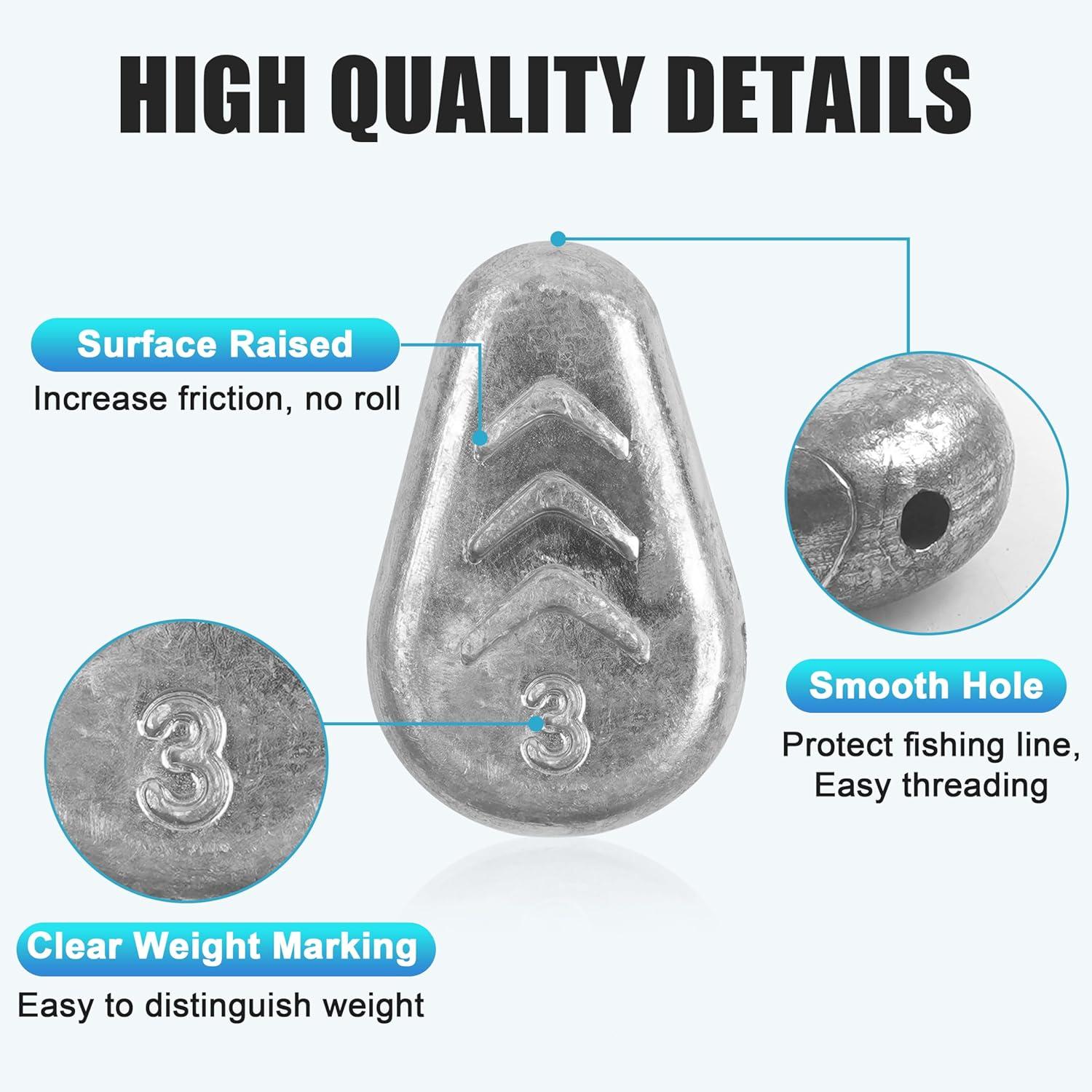 imageOROOTL No Roll Sinkers Fishing Weights Catfish Weights Flat Inline Sinkers Weight No Snag Slip Sinker Saltwater Surf Fishing Gear Tackle for Catfishing Rigs4oz5pcs