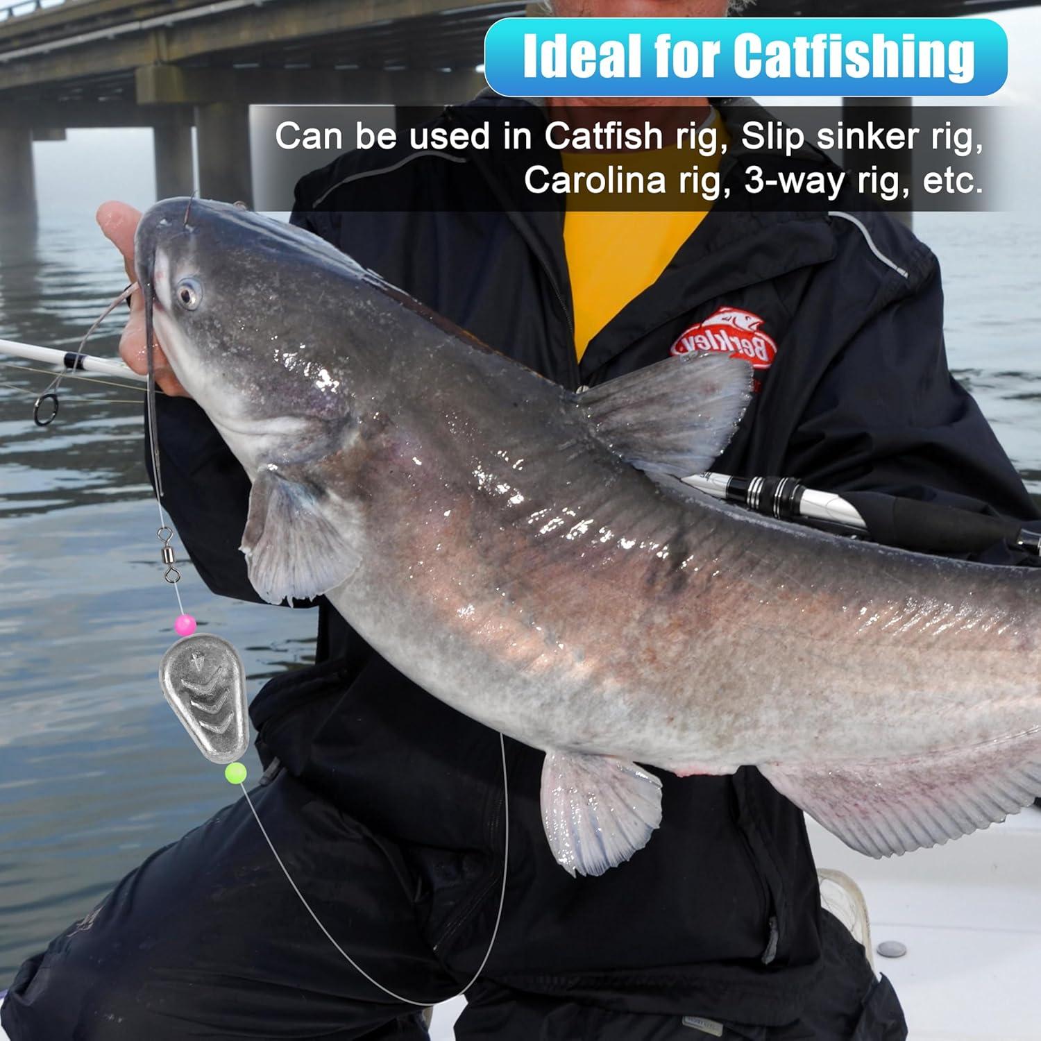 imageOROOTL No Roll Sinkers Fishing Weights Catfish Weights Flat Inline Sinkers Weight No Snag Slip Sinker Saltwater Surf Fishing Gear Tackle for Catfishing Rigs3oz5pcs