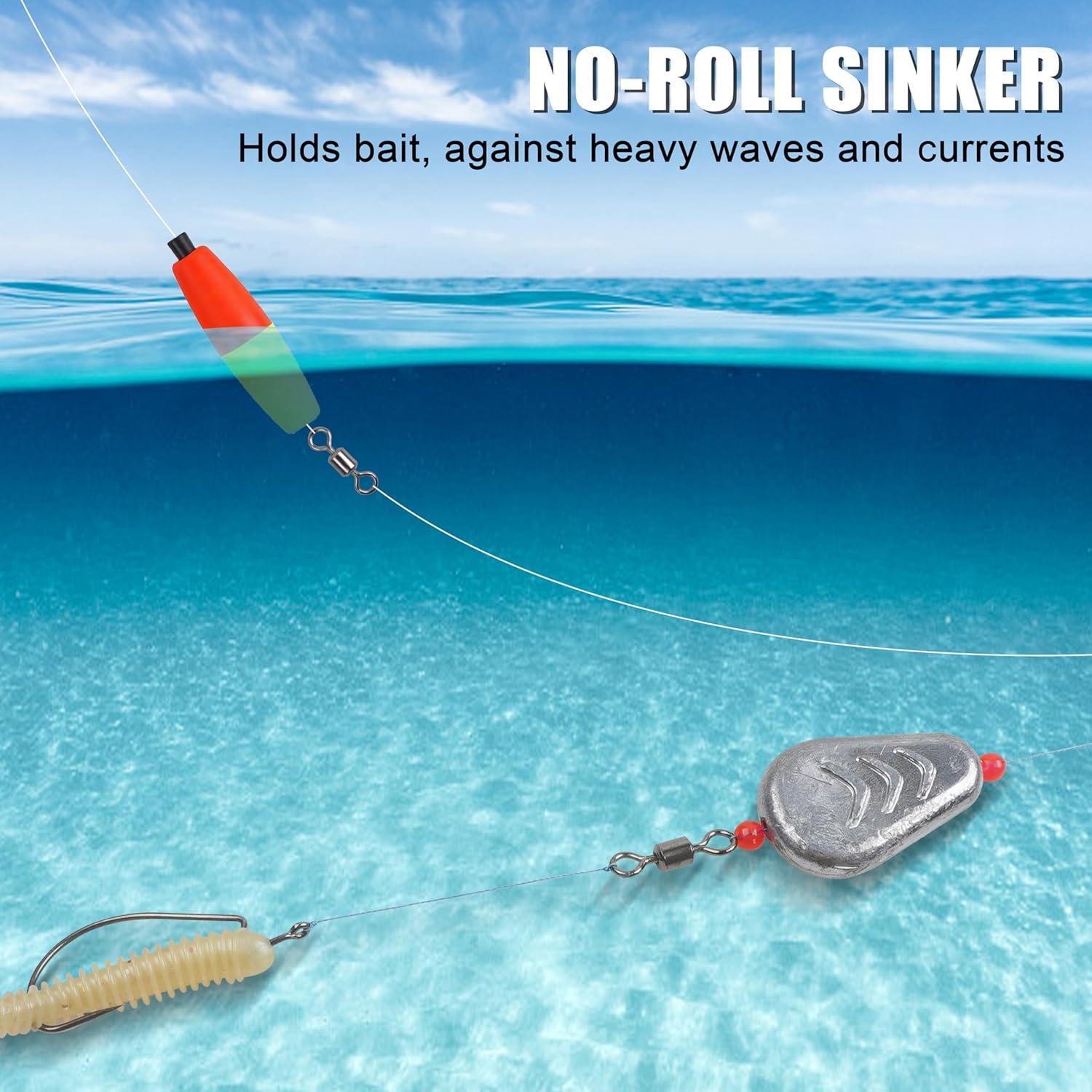 imageOROOTL No Roll Sinkers Fishing Weights Catfish Weights Flat Inline Sinkers Weight No Snag Slip Sinker Saltwater Surf Fishing Gear Tackle for Catfishing RigsMix1pcsSize5pcs