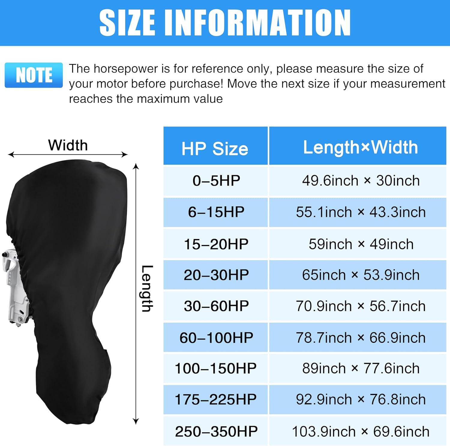 imageOROOTL Outboard Motor Covers Fit 5350HP Boat Motor Cover Waterproof ampamp Heavy Duty ampamp FadeResistant Oxford Fabric Outboard Engine Cover Accessories1520 HP