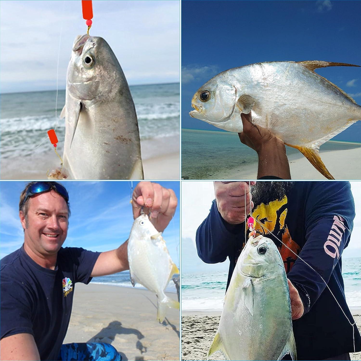 imageOROOTL Pompano Fishing Rigs 6pcs Pompano Rigs for Surf Fishing PreRigged Pompano Float Rigs with Circle Hooks Saltwater Fishing Rigs Surf Fishing GearGreenYellow6pcs