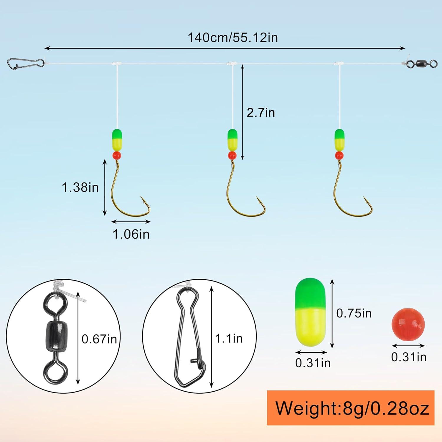 imageOROOTL Pompano Fishing Rigs 6pcs Pompano Rigs for Surf Fishing PreRigged Pompano Float Rigs with Circle Hooks Saltwater Fishing Rigs Surf Fishing GearGreenYellow6pcs