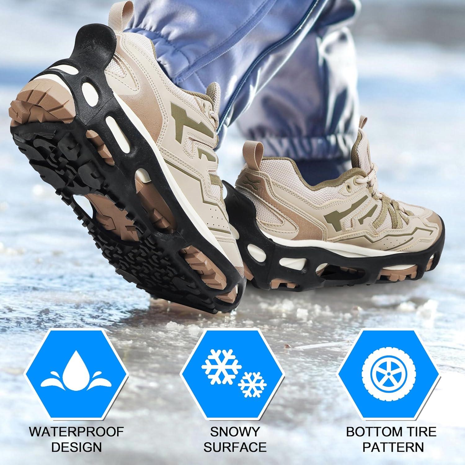 imageOROOTL Spikeless Ice Cleats Anti Slip Shoe Grippers for Slick Wet Slippery Surface Slip On Ice Shoes Cleats Rubber Tread Overshoes for Roofing Shoes Indoor Outdoor UseSM US 558 UK357
